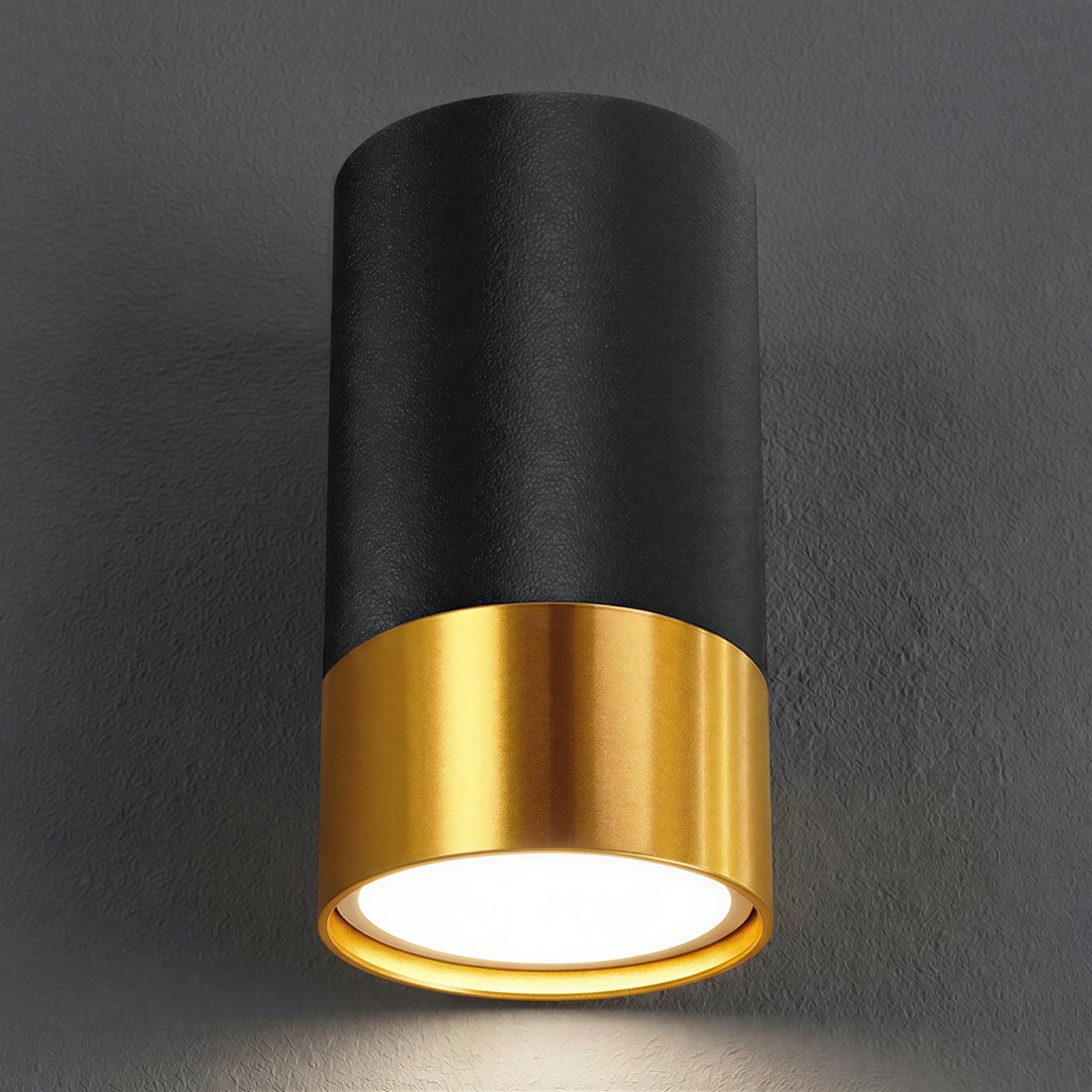 PUZON DWL - Aufbau Deckenspot in schwarz/gold - Lichtfarbe: individuell wählbar