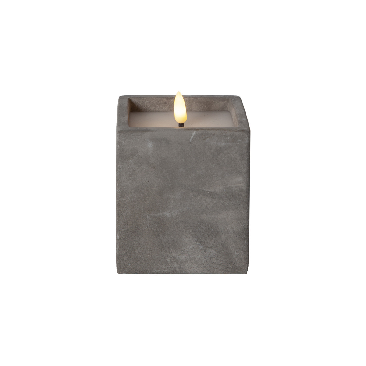 Flamme Cem - Kerze für innen - Grau - Höhe: 11,5 cm - Batteriebetrieb - Timer - flackernd