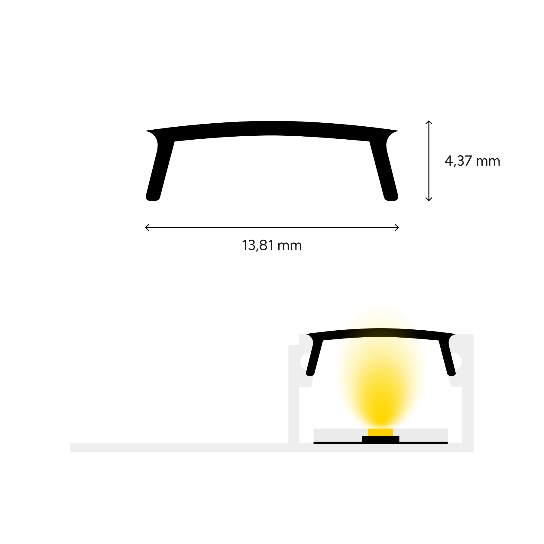 diffuse Abdeckung für LED Fliesenabschlussprofil - ideal, CC-13 - 100cm Länge