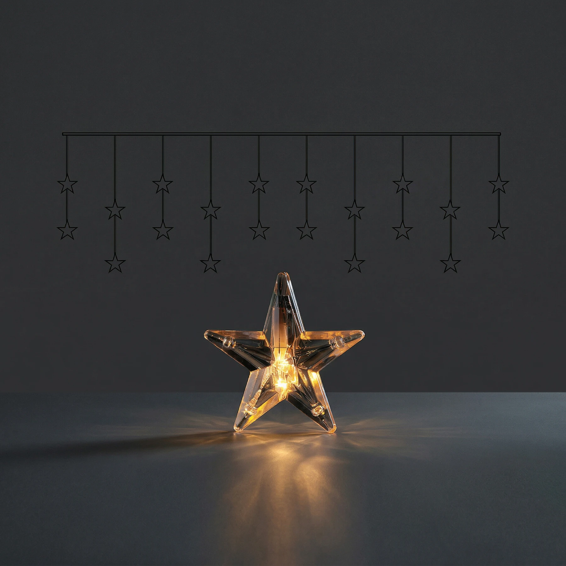 Star Curtain - Lichtervorhang für innen - 1,8 m - 20 LEDs - Netzbetrieb - Warmweiß