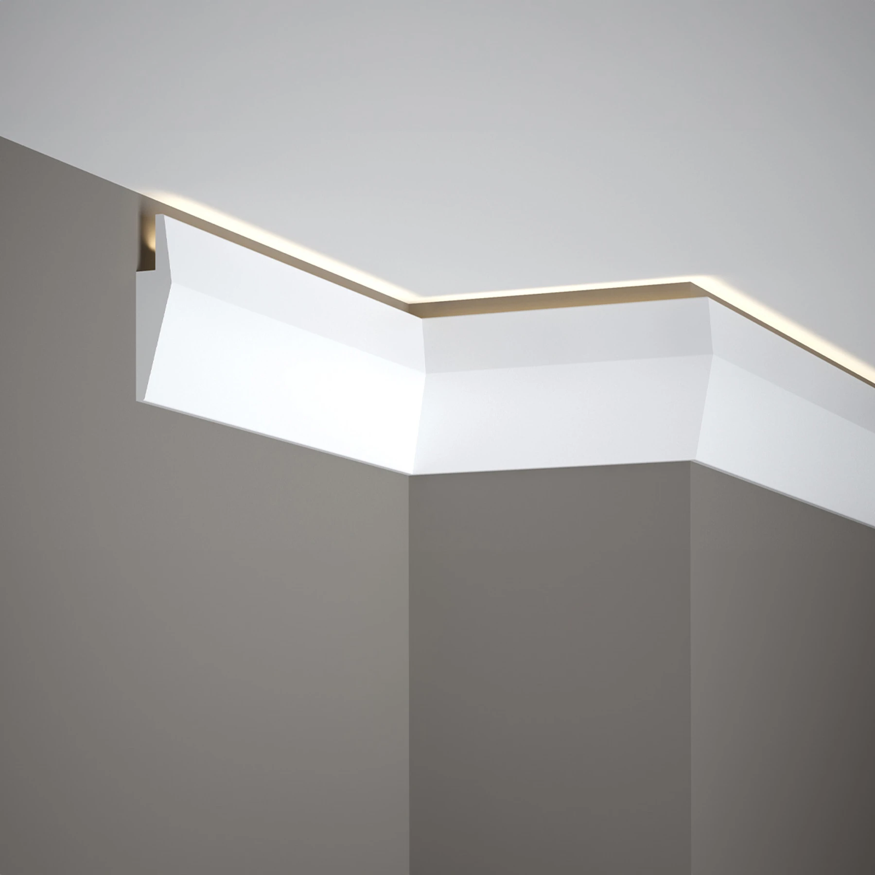 LED Stuckleiste - moderne glatte Deckenleiste - 2,3 x 10 x 200cm