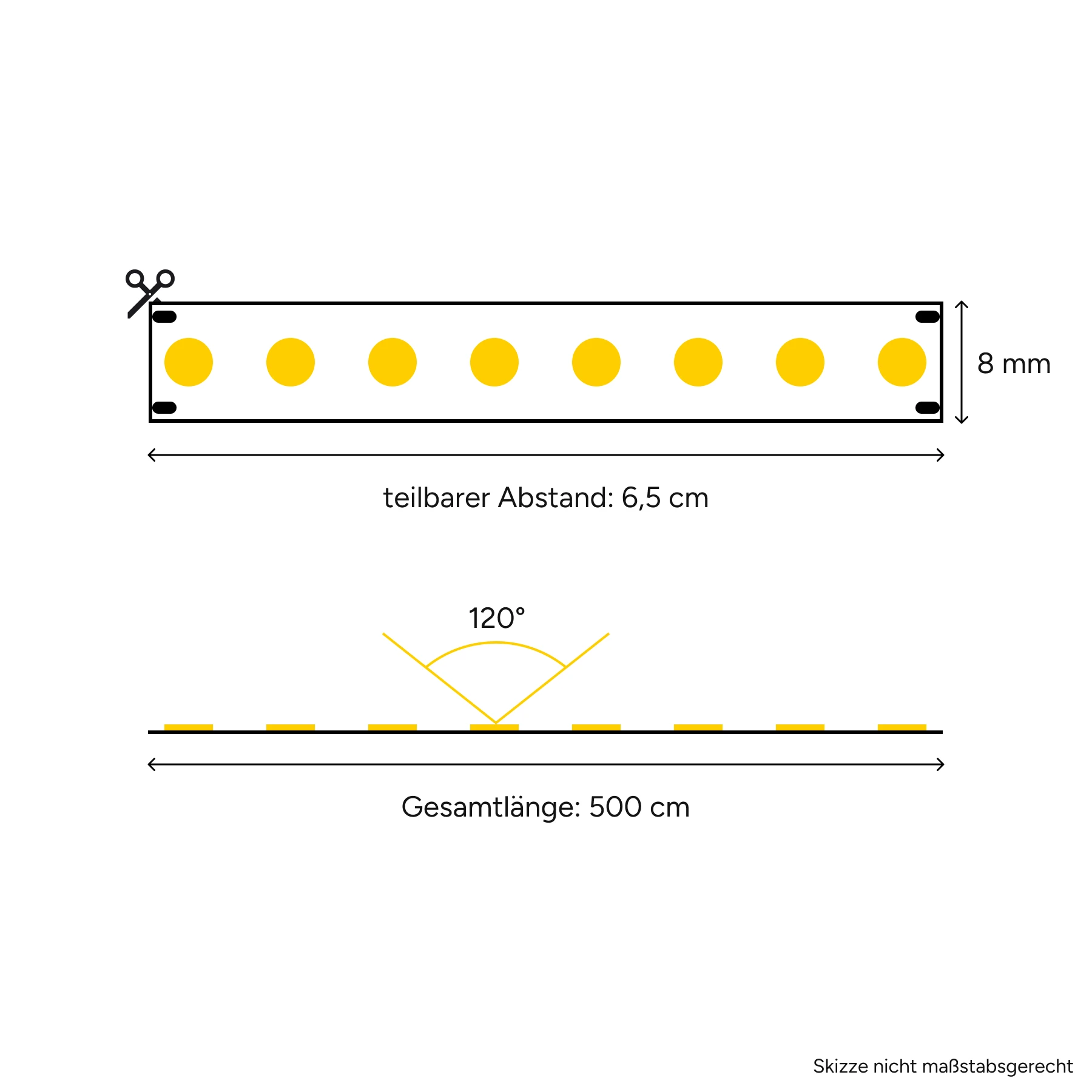24V LED Streifen Set mit Controller und Netzteil - 5m lang - 8mm breit - Lichtfarbe: Warmweiß