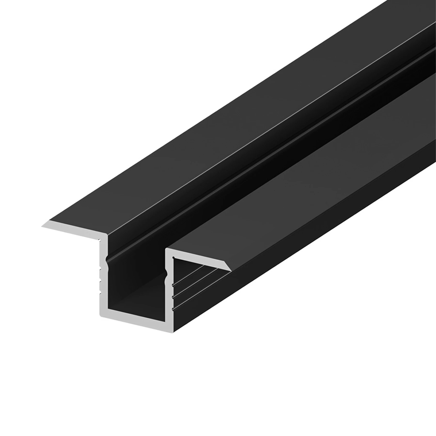 schwarzes Aluminium LED Einbauprofil in Wunschlänge, 1,7 x 0,71cm