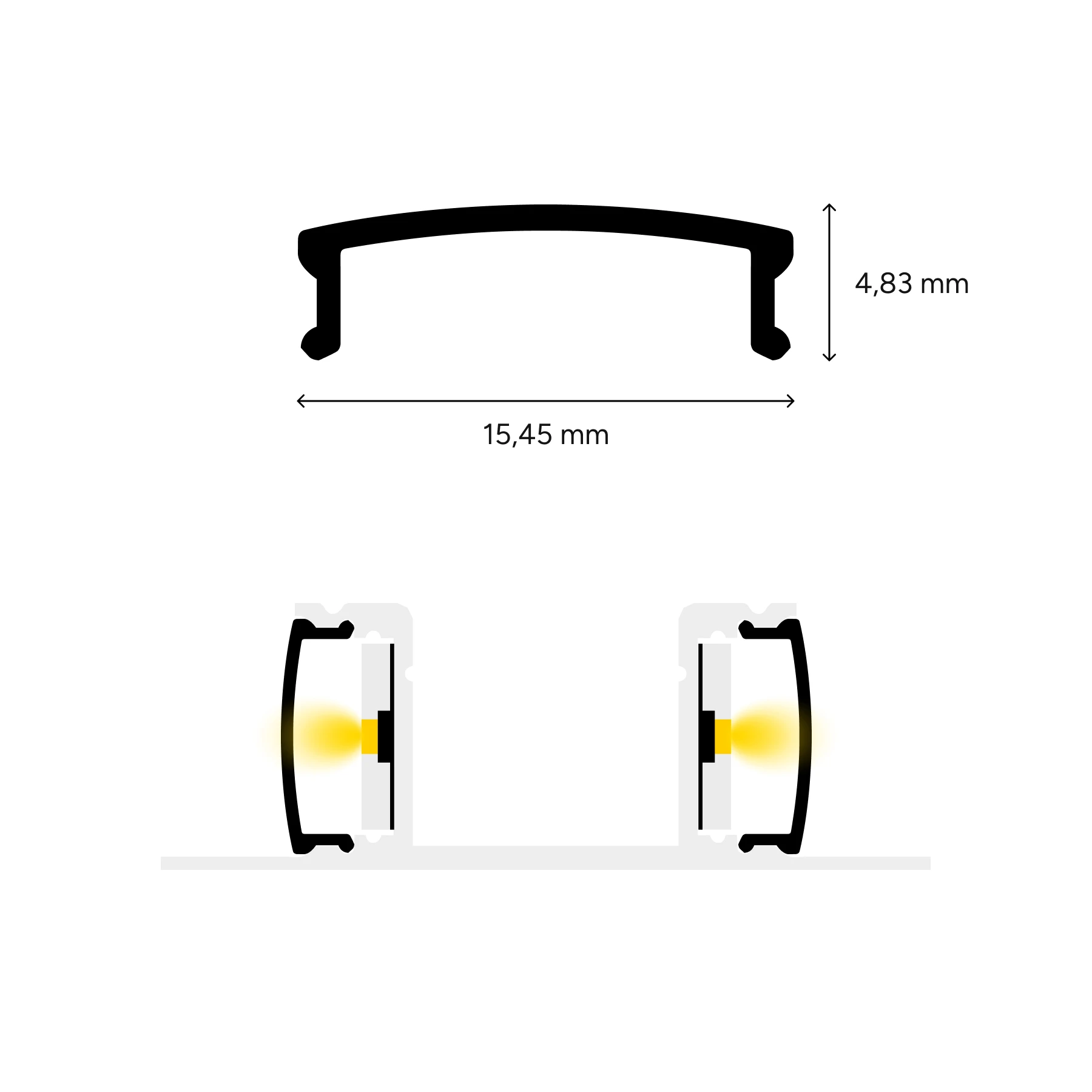 diffuse Abdeckung für LED Wandprofil - up / down, CC-76 - 100cm Länge