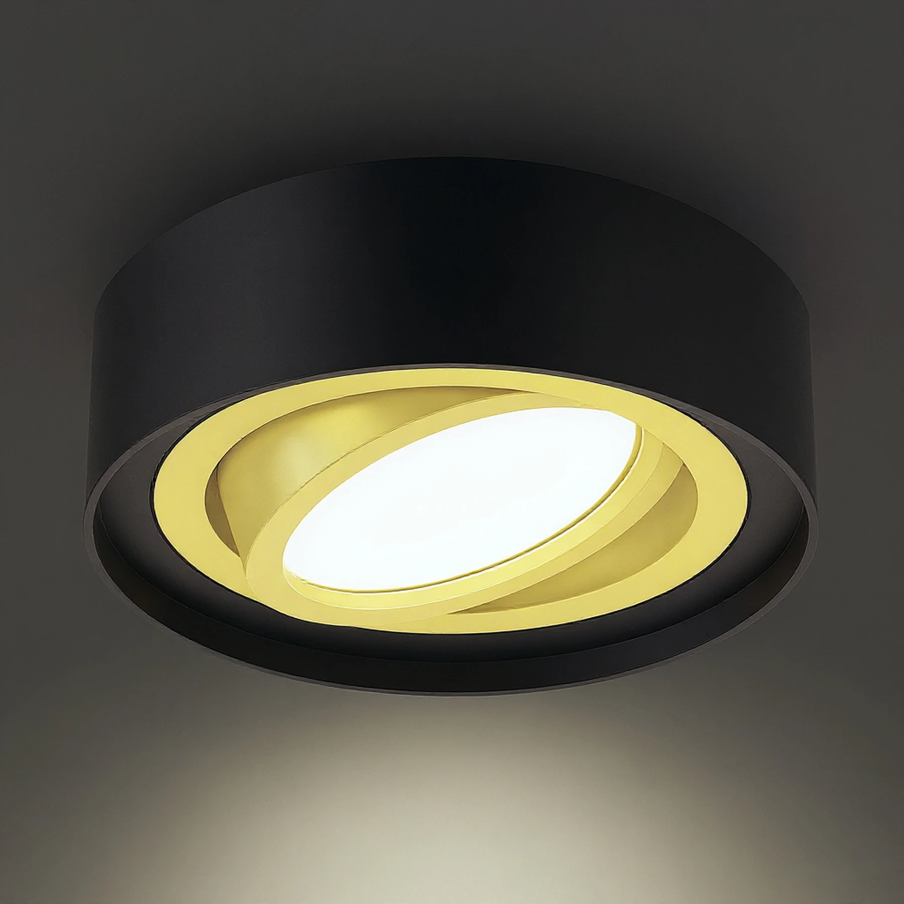 ODYN C - Einbau Deckenspot in schwarz/gold - Lichtfarbe: individuell wählbar