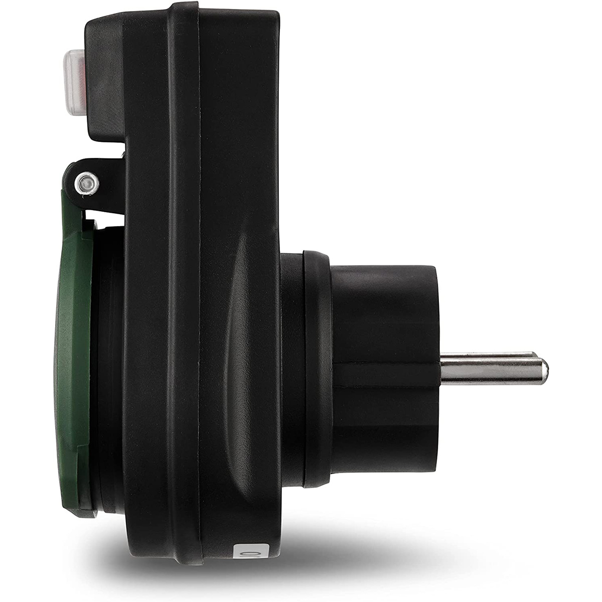 Steckdosenadapter, Outdoor, beleuchteter Schalter, IP44, schwarz