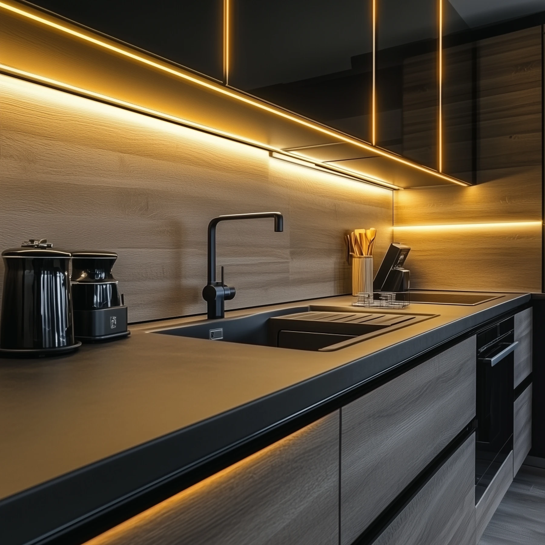 12V Küchen Unterbau LED Leisten Set, inklusive Netzteil und Dimmer - COB - neutralweiß - diffus - 40cm LED Leiste - keine weitere LED Leiste - keine weitere LED Leiste - keine weitere LED Leiste - keine weitere LED Leiste