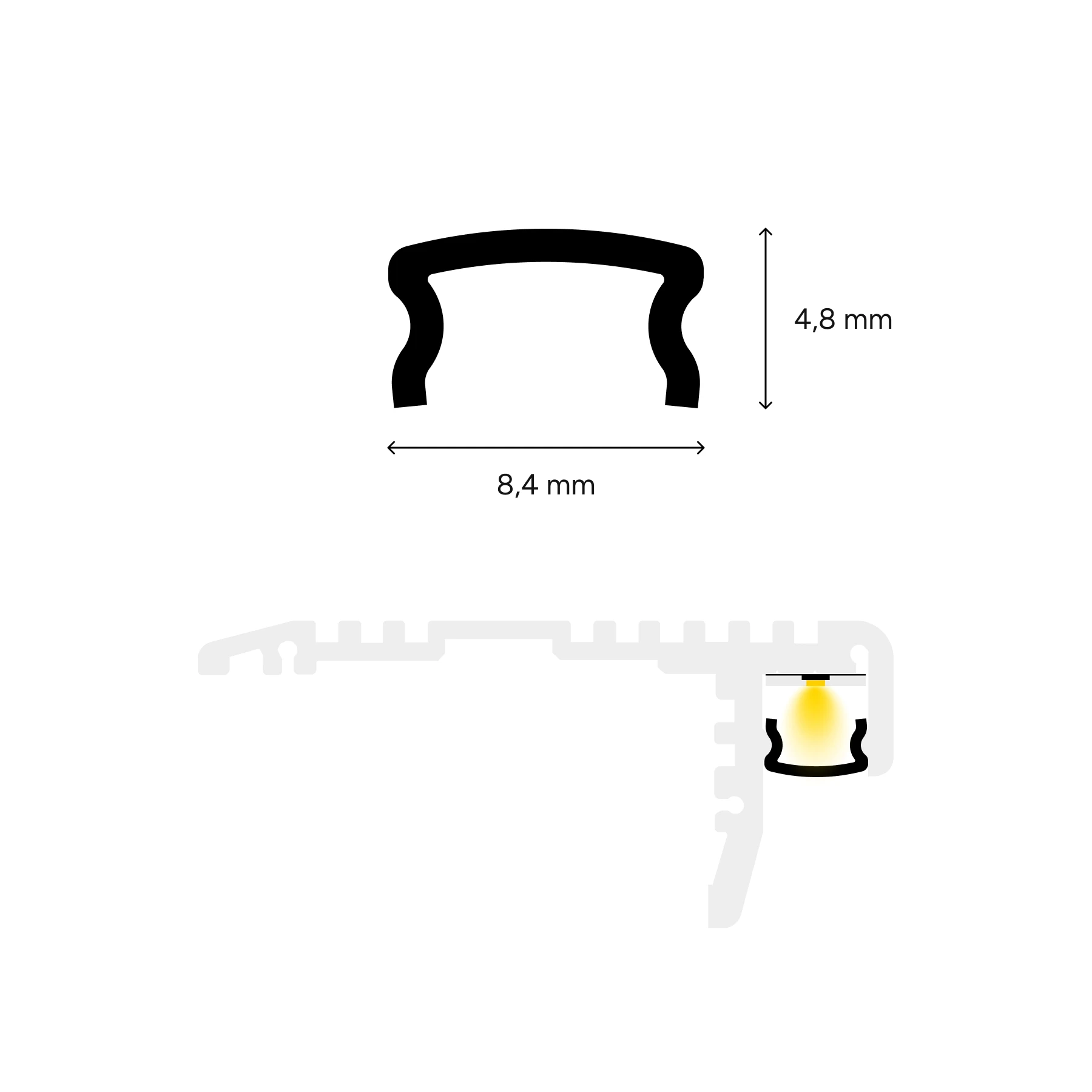 diffuse Abdeckung für LED Treppenprofil - P12-2, CC-302-B - 100cm Länge