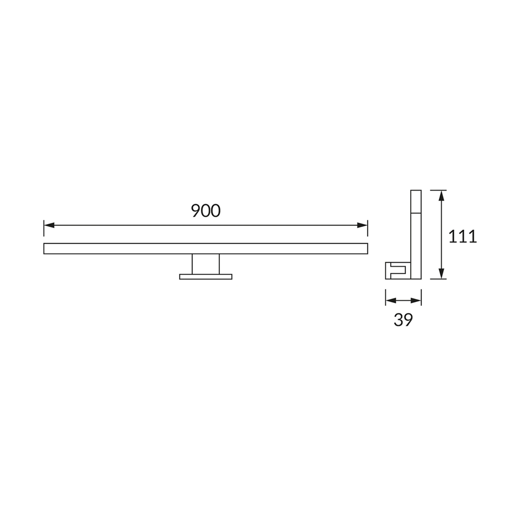 230V LED - Spiegelleuchte in  Chrom - Lichtfarbe: Neutralweiß - 15W - 90cm