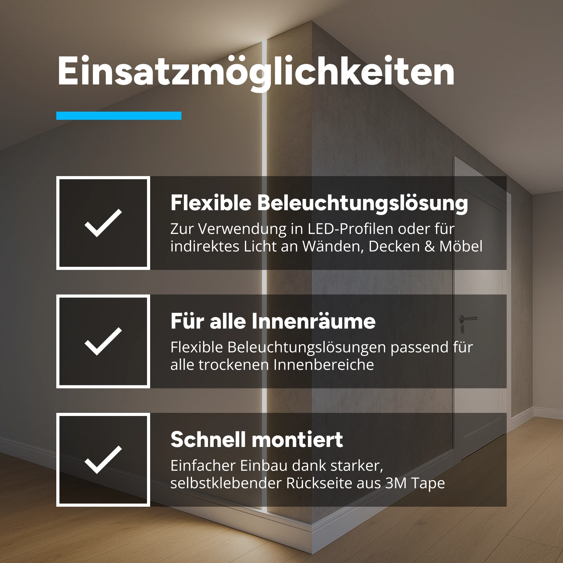 24V COB LED Streifen - weiß - alle 5cm teilbar - 5cm - 24 LED Chips - 1 Watt - 60 Lumen - ohne Steckerbuchsen 2polig - kein Anschlußkabel zum Netzteil
