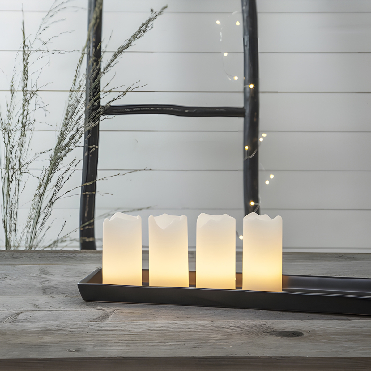 Advent - Kerzen Set für innen - Weiß - Höhe: 10 cm - Batteriebetrieb - Timer - flackernd