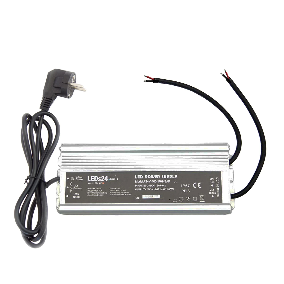 24V DC - wasserfestes Netzteil stabilisiert - 16,6A - 400Watt - IP67