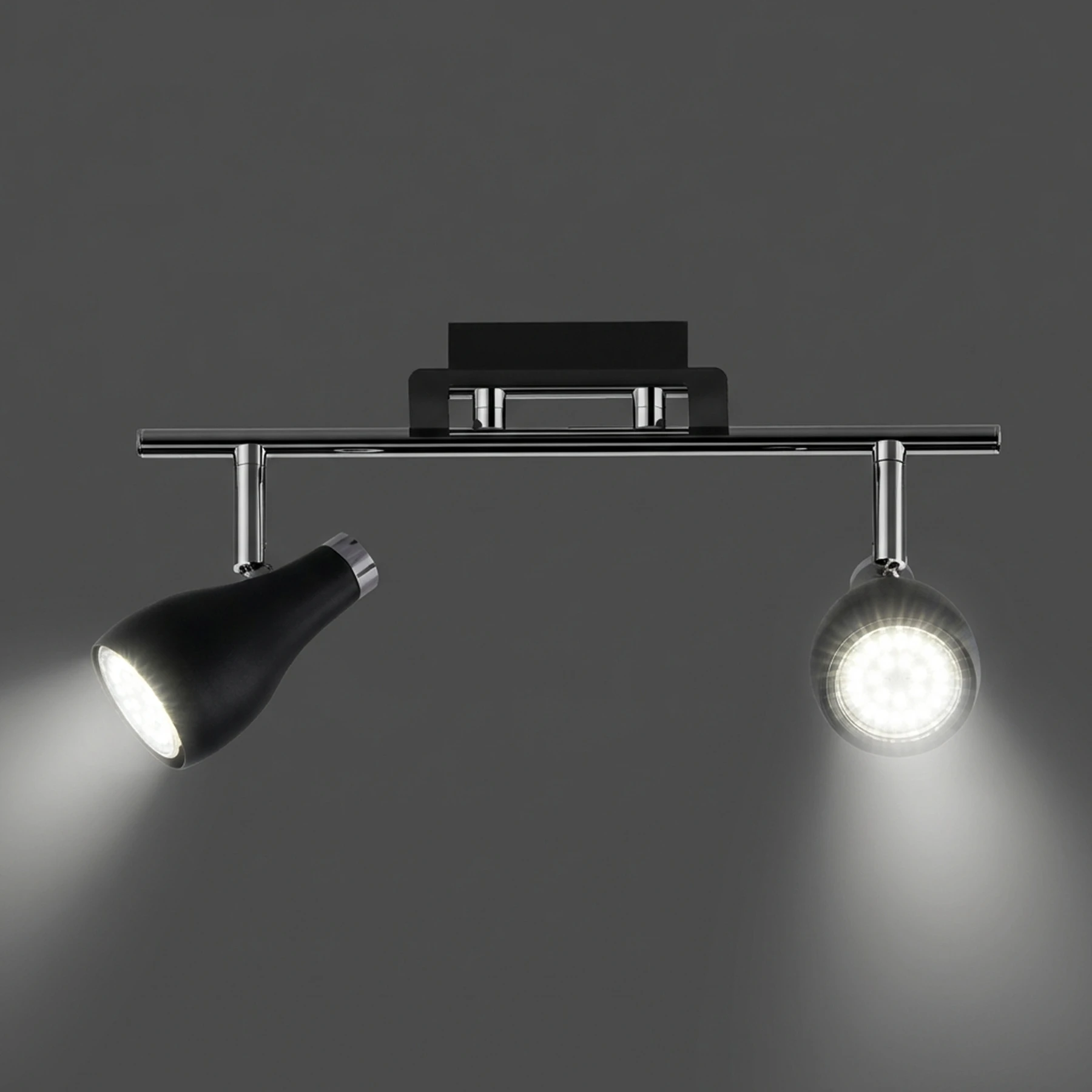 KINGA 2 - Decken Spotleuchte in schwarz/chrom - 2 x max 35W - Lichtfarbe: neutralweiß