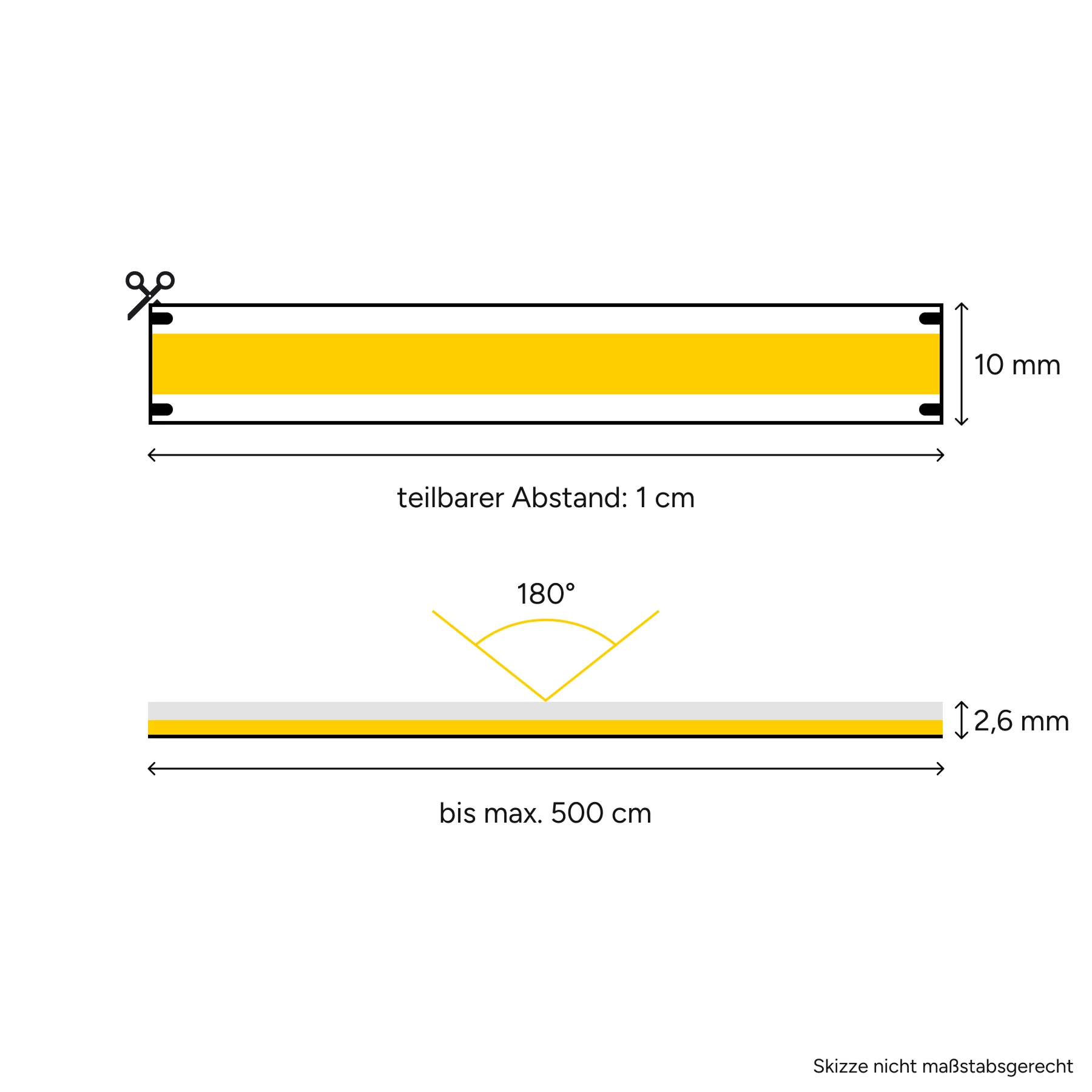 24V COB LED Streifen - neutralweiß  - alle 1cm teilbar - 10mm breit - 429cm - 2574 LED Chips - 77,2 Watt - 6306 Lumen - mit 2 Steckerbuchsen - kein Löten - 100cm Anschlußkabel zum Netzteil
