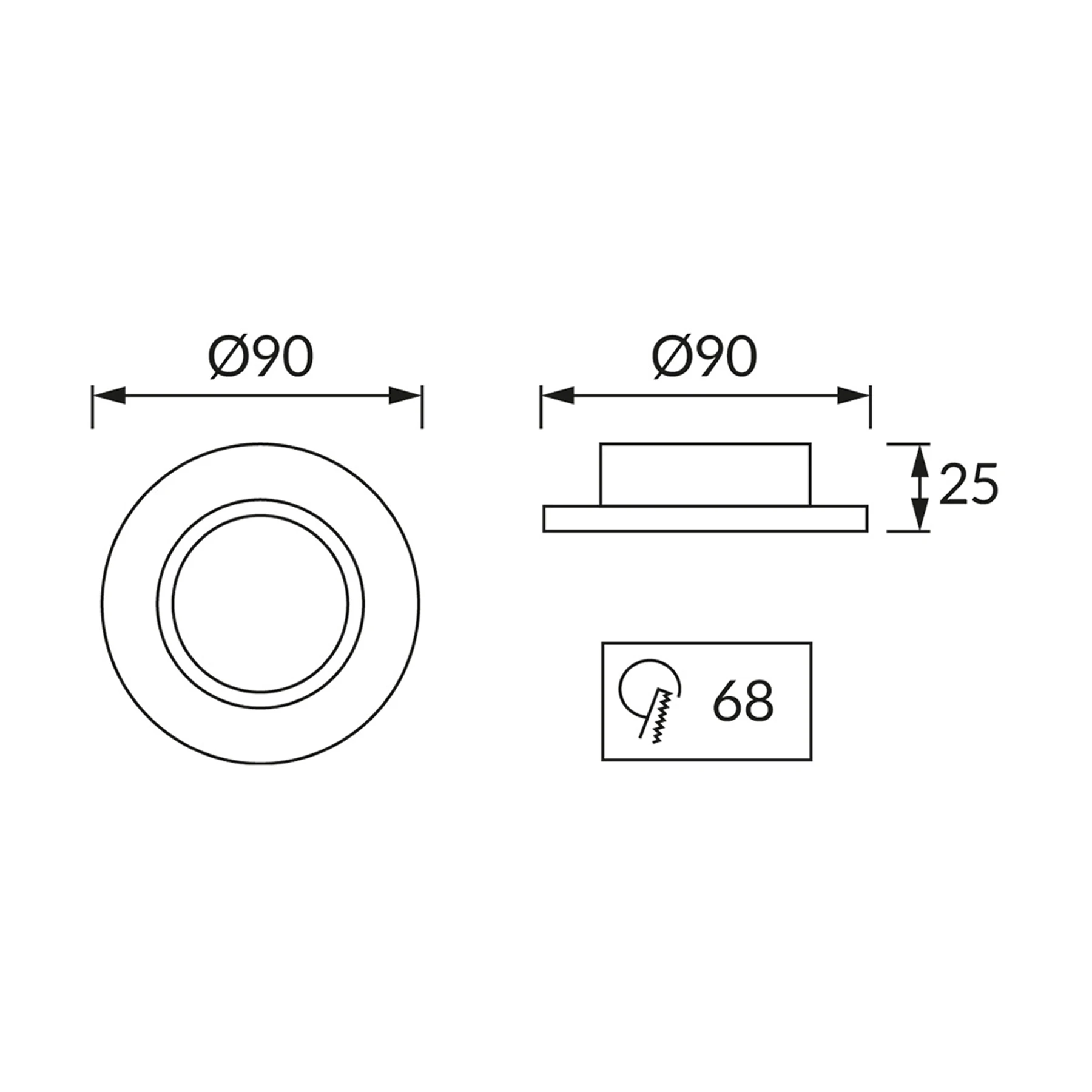Einbau Deckenspot in chrom/mattiert - Lichtfarbe: individuell wählbar - ohne Leuchtmittel