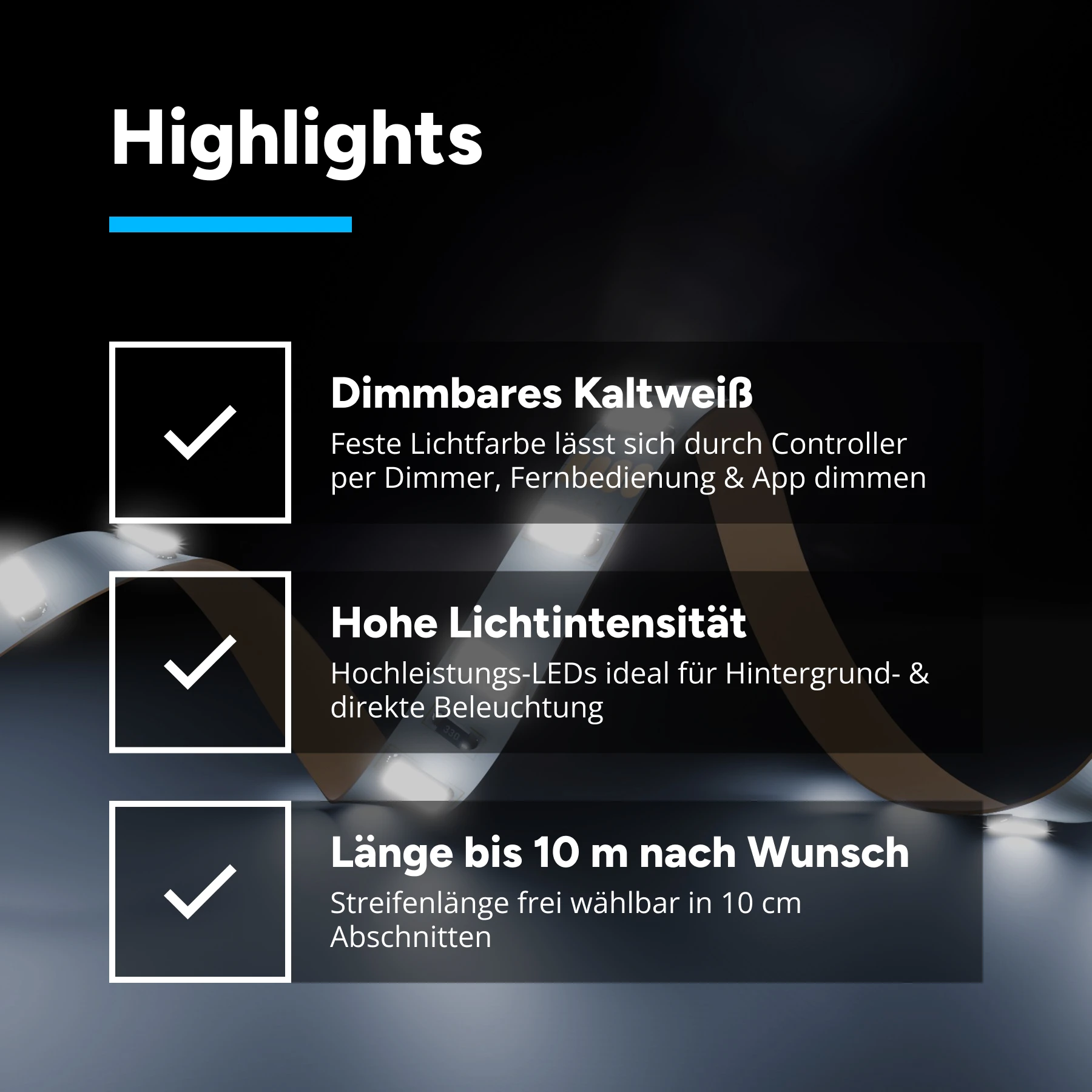 24V LED-Streifen Stripe flexibel - je 10cm 7x 5630 high Power LEDs - eXtrem-Line weiß - ohne Steckerbuchsen 4polig - Löten erforderlich - kein Anschlußkabel zum Netzteil - 10cm - 7 x 5630 LEDs - 1,6 Watt - 175 Lumen