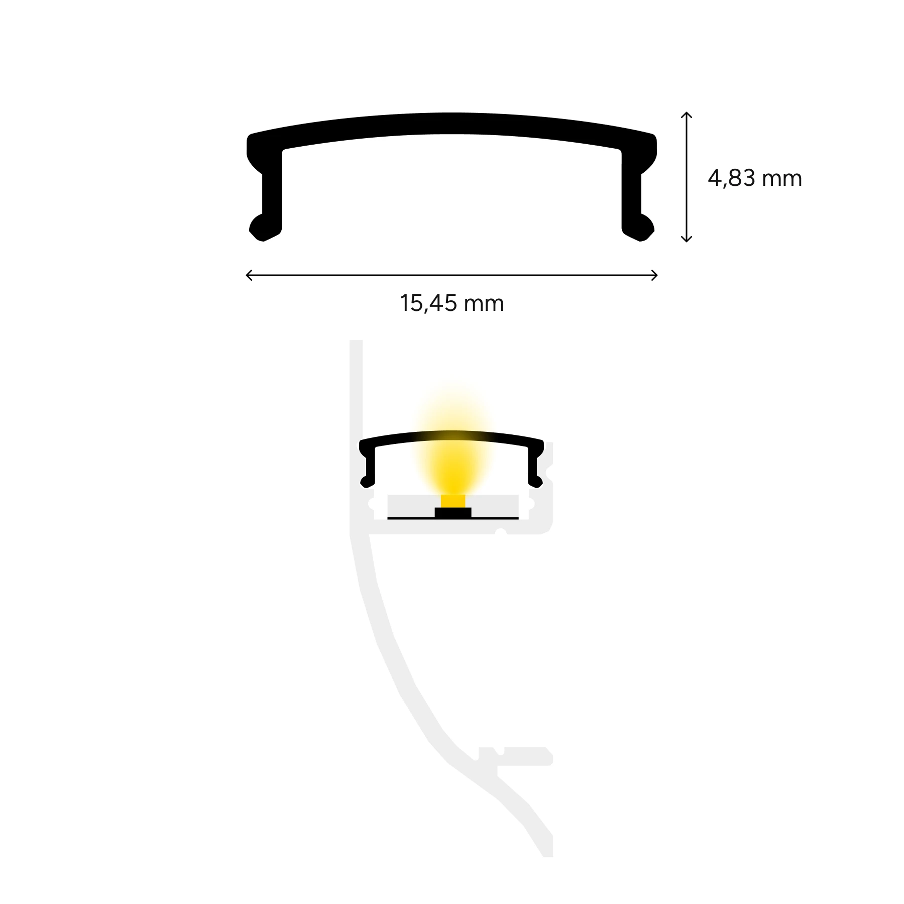 diffuse Abdeckung für LED Wandprofil - indirekt, CC-74 - 100cm Länge