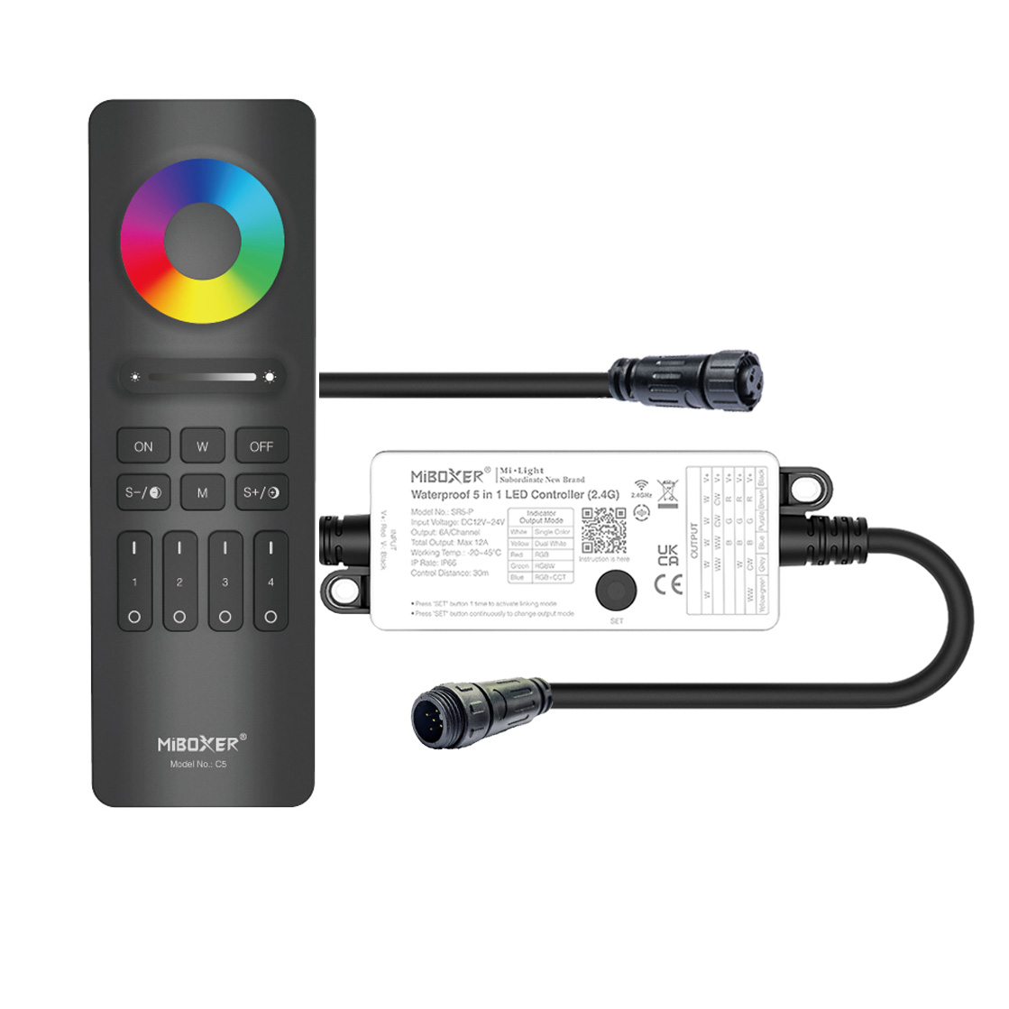Plug & Play LED Funk Controller Set - 4 Zonen - 4 Kanal - RGBW - Fernbedienung - 2,4 GHz - IP66