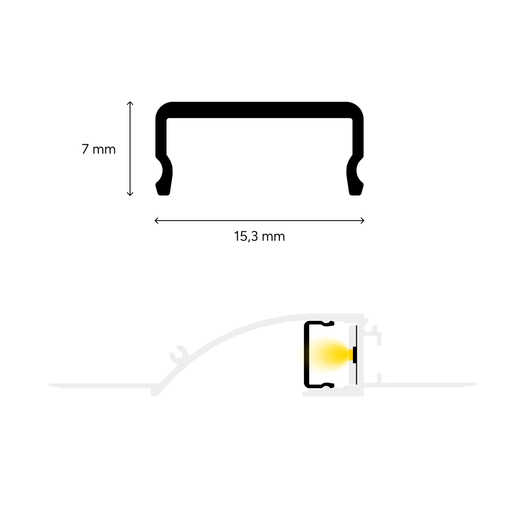 diffuse Abdeckung für LED Trockenbau Unterputzprofil, indirekt, CC-58-WHT
