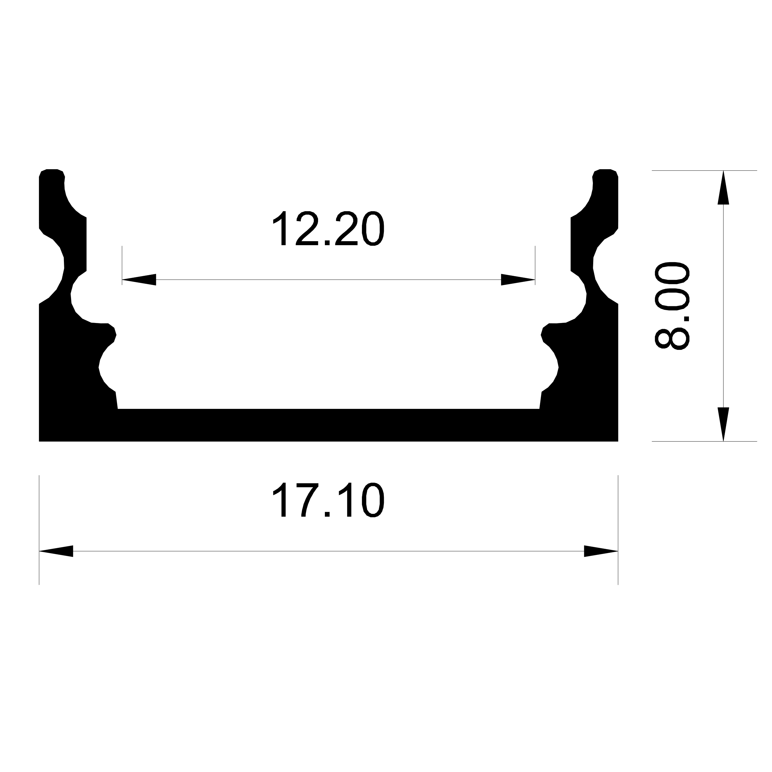 12V Slim-Line Aluminium LED Leiste - warmweiß - diffuse Abdeckung - kein Anschlußkabel zum Netzteil - mit Ausgangskabel ( zum Anschluss einer weiteren LED- Leiste ) - 33cm - 18 LEDs - 3,3 Watt - 210 Lumen