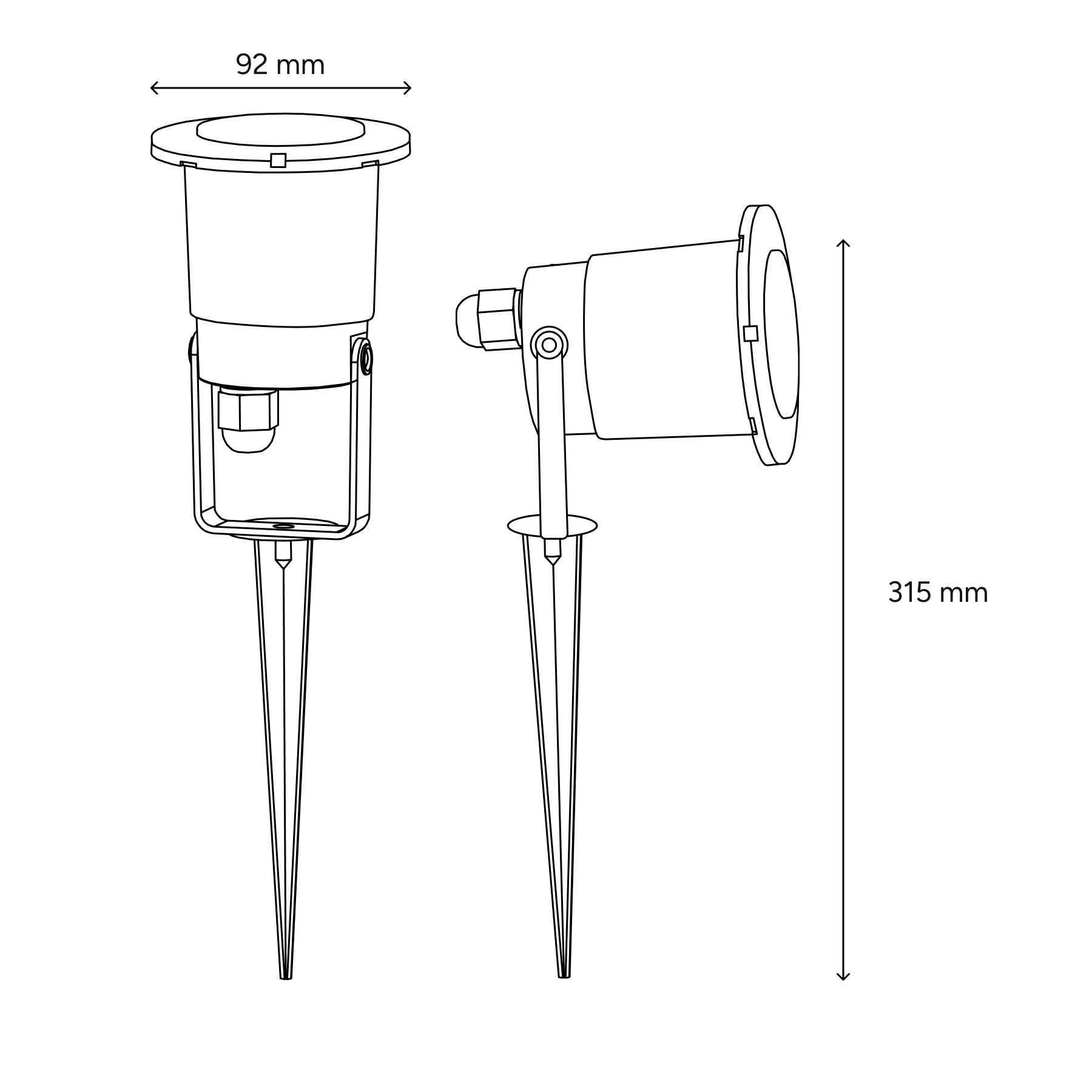 LED - Spotlicht mit Erdspieß - GU10 - 230V - IP65 - ohne Leuchtmittel