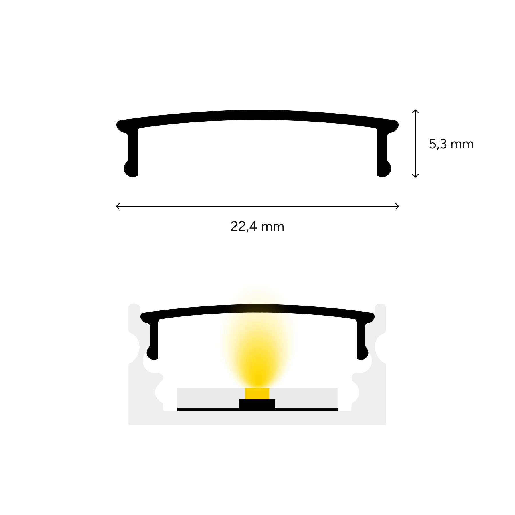 transparente Abdeckung für LED Aufputzprofil - ideal, CC-42