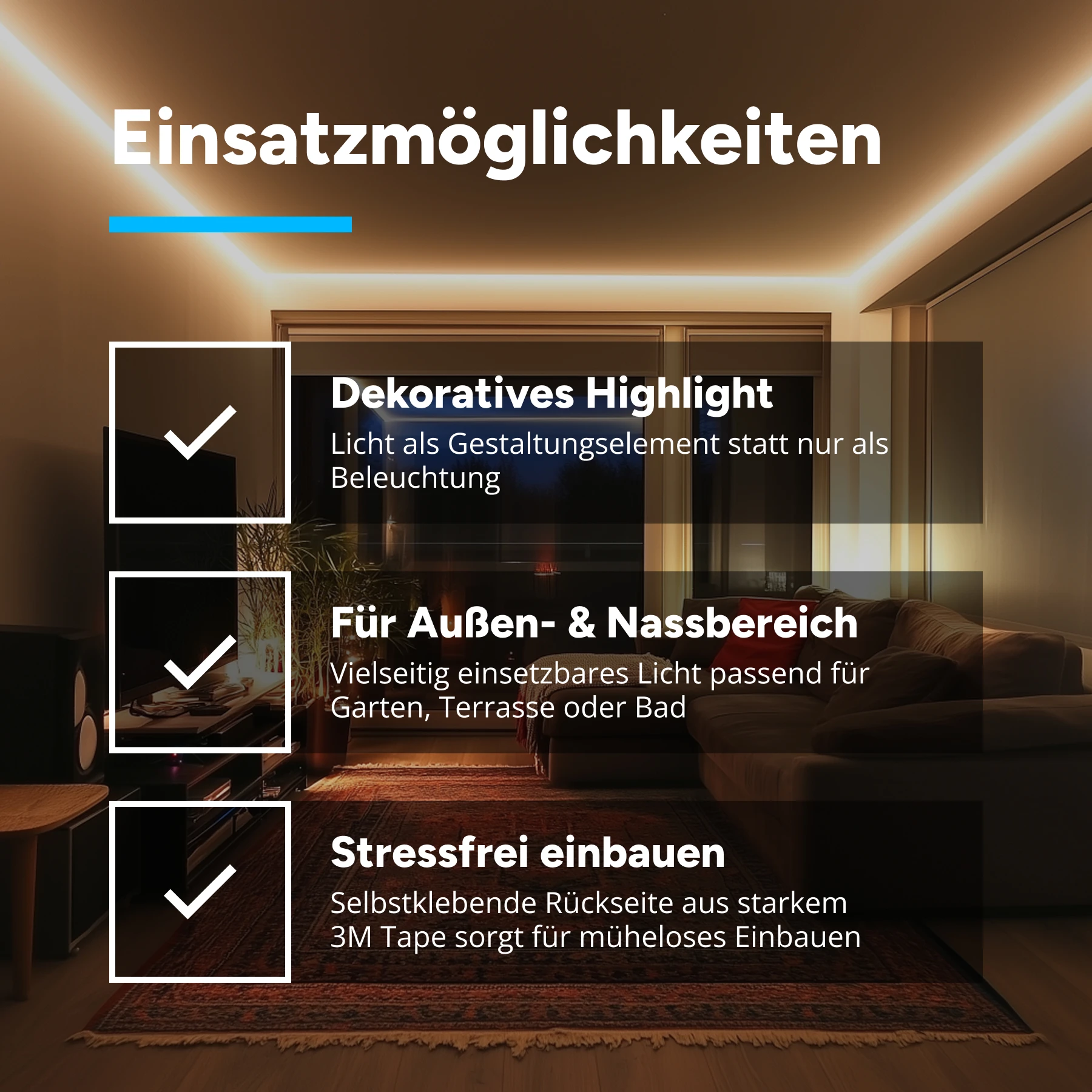 24V wasserfester COB LED Streifen - neutralweiß - IP65 - 480 LEDs je Meter - alle 5cm teilbar - 10cm - 48 LED Chips - 0,7 Watt - 77 Lumen
