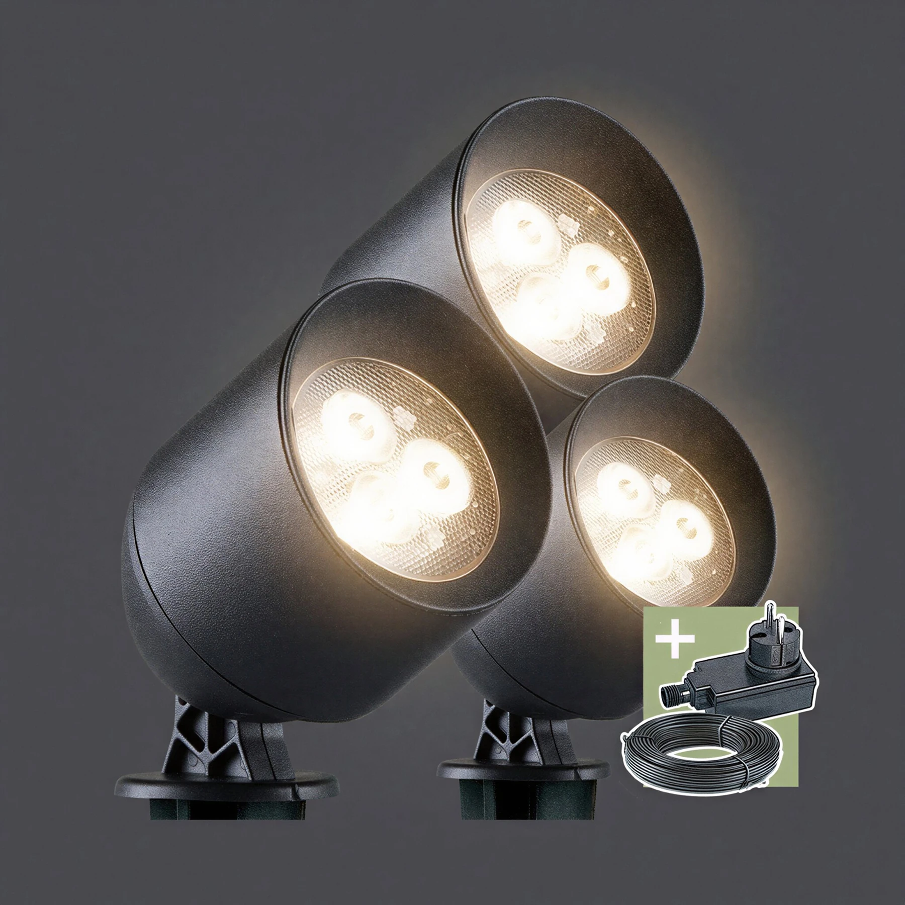 Ludeco, 12V Wegeleuchte - Laros 3er Set, 3W, warmweiß, IP44