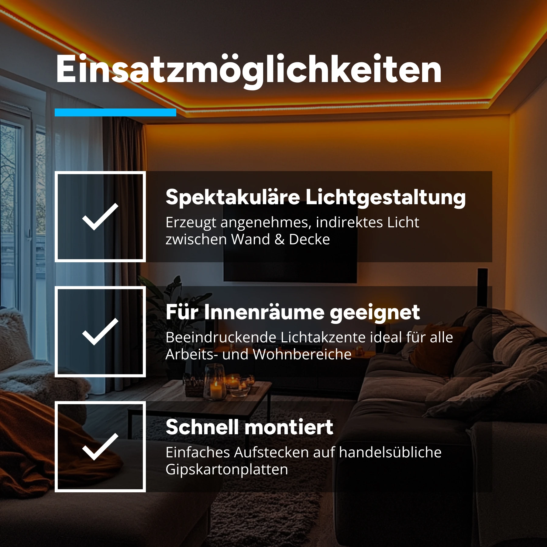 24V Aluminium Trockenbau Abschluss LED Leiste – RGBWW (RGB + warmweiß) – transparente Abdeckung - 33cm mit 18 LEDs - 5 Watt - 360 Lumen