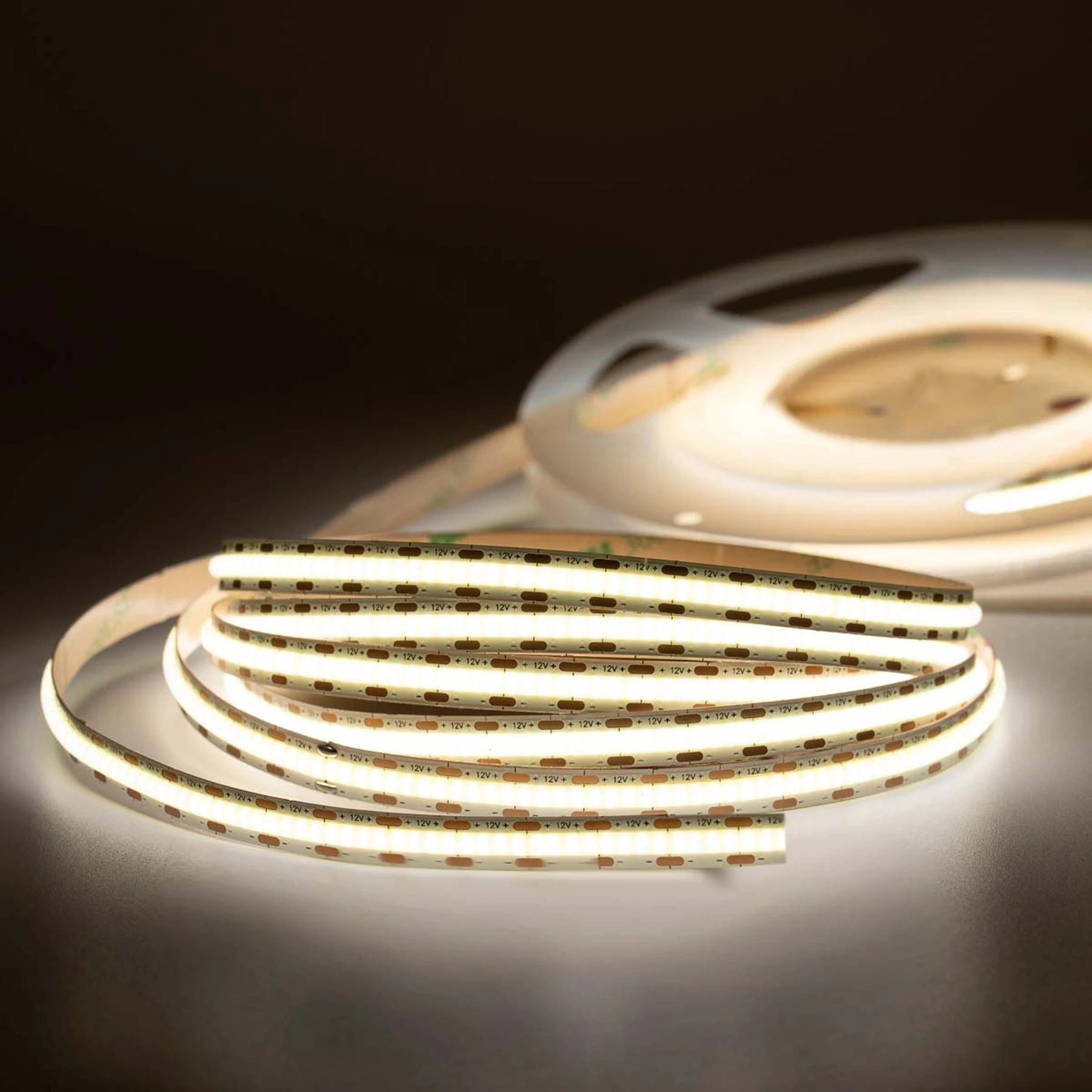 12V COB LED Streifen - neutralweiß - alle 1cm teilbar - 8mm breit - 129cm - 516 LED Chips - 11,6 Watt - 1161 Lumen - ohne Eingangskabel - Löten erforderlich