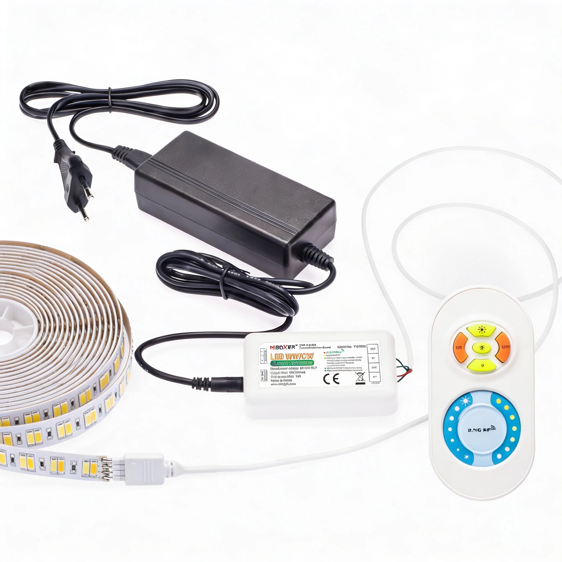 24V  SET – Farbtemperatur einstellbar – 5m LED Streifen  incl. Netzteil und Dimmer