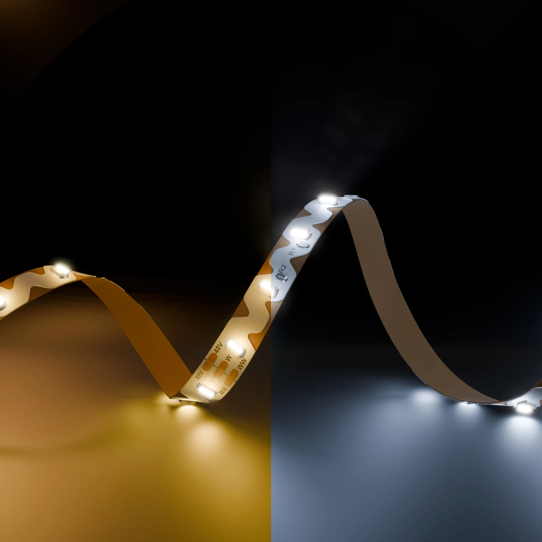 48V Zick Zack LED Streifen - einstellbare Farbtemperatur - 72 LEDs je Meter - alle 16,7cm teilbar