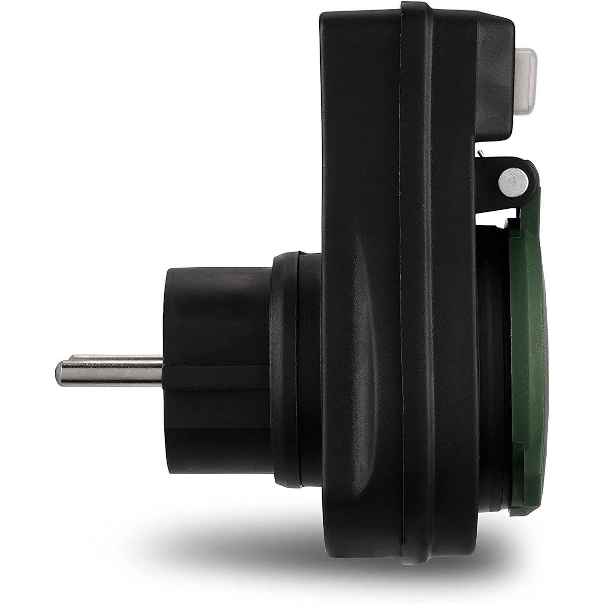 Steckdosenadapter, Outdoor, beleuchteter Schalter, IP44, schwarz