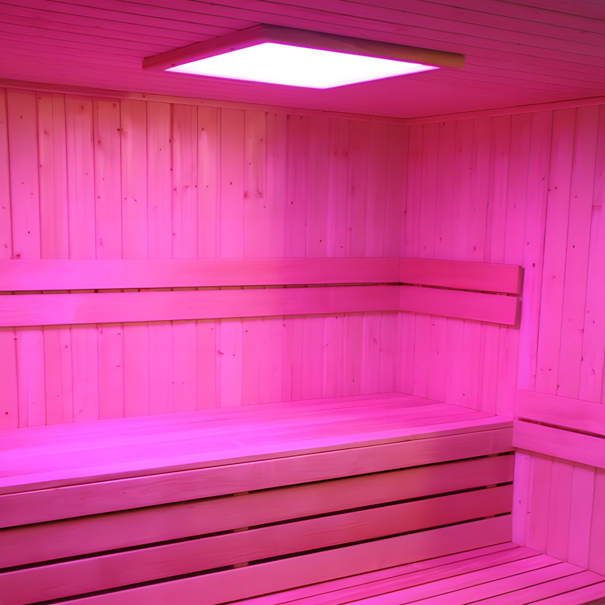 Sauna Lampe, 12V, 22W, 4 Lichtprogramme, 12 Farben, rechteckig 24 x 16,5 x 3,5 cm