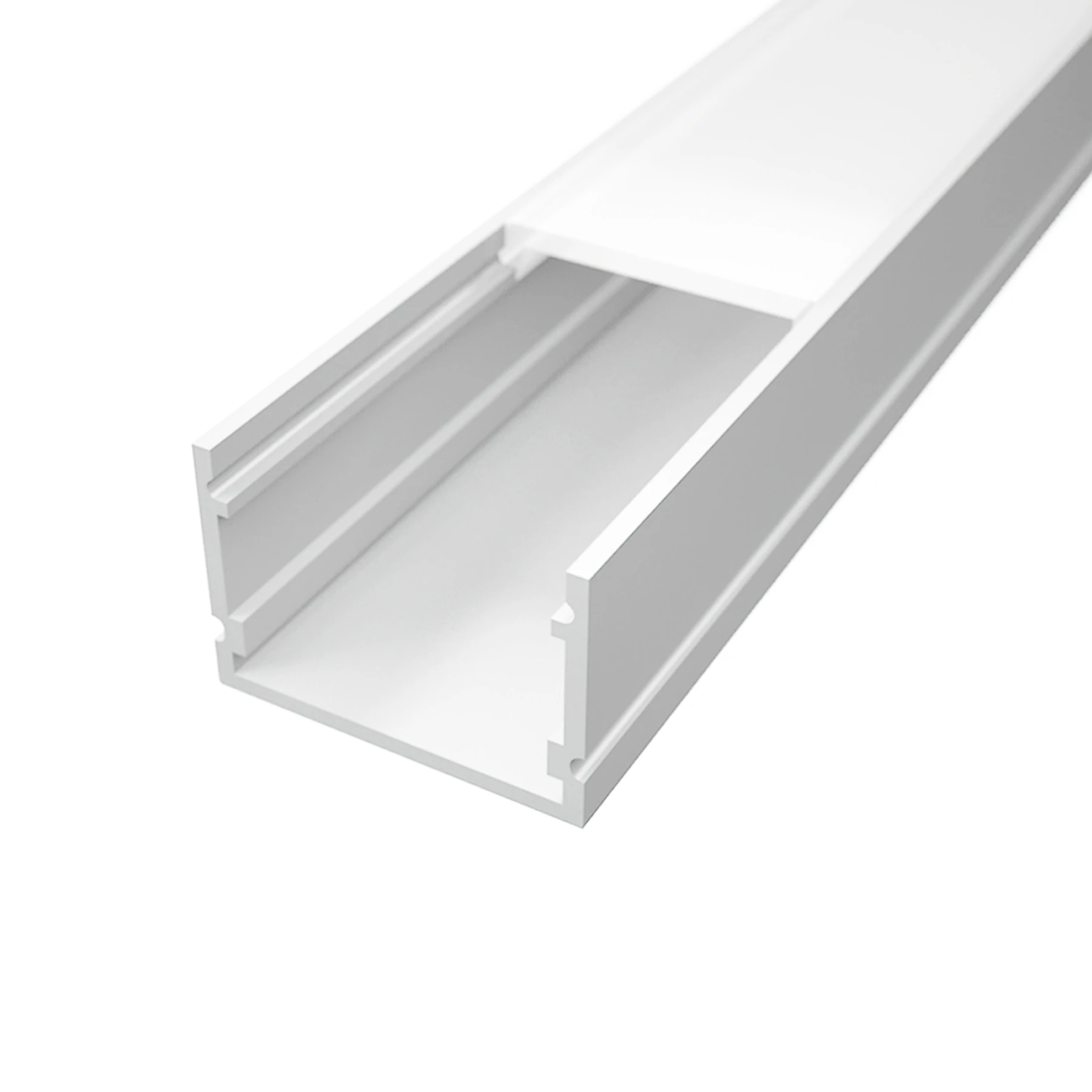 weißes Aluminium LED Aufputz Profil, Classic Maxi, 3,0 x 2,0 x 23cm - mit diffuser Abdeckung - ohne Endkappen