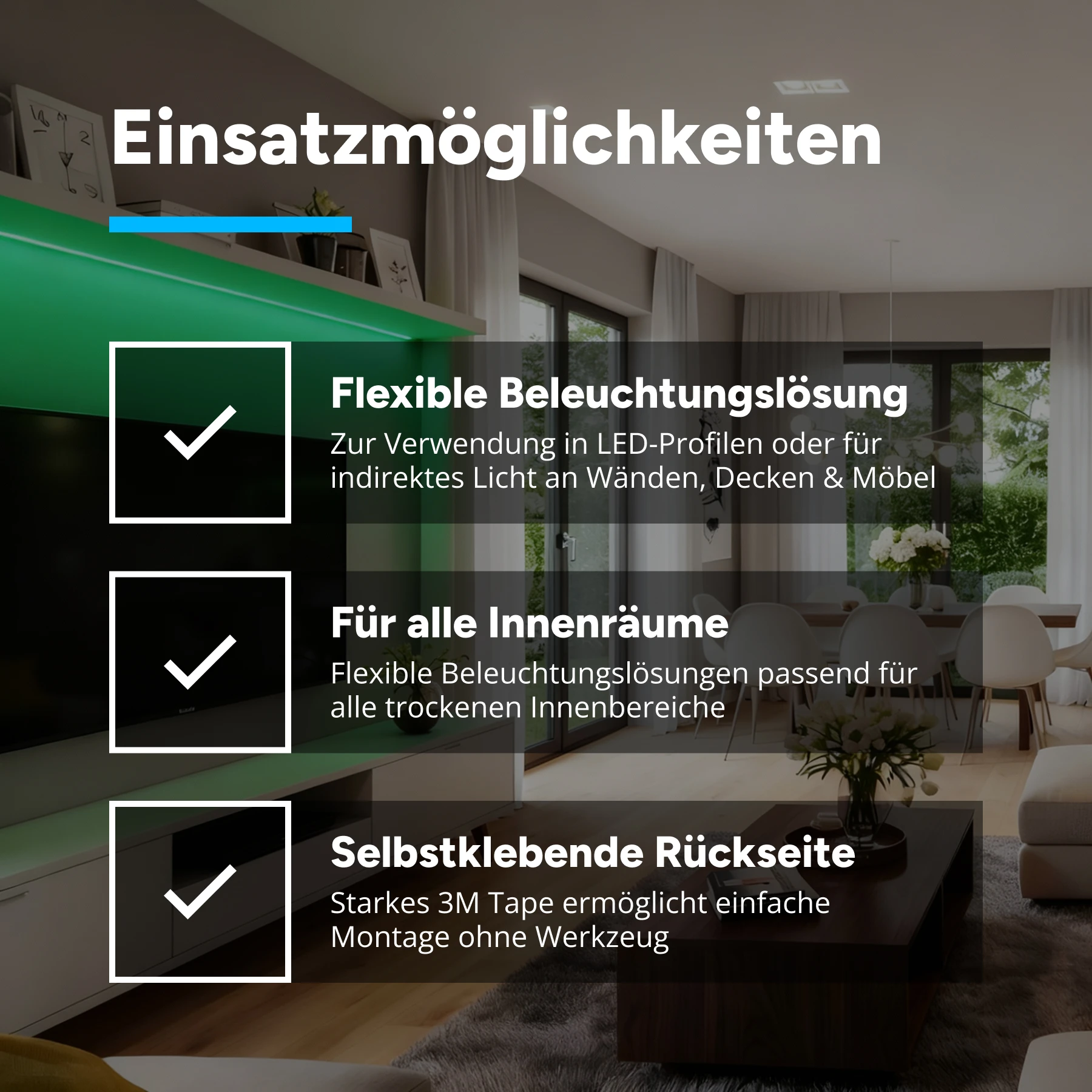 24V LED Streifen - grün - 140 LEDs je Meter - alle 5cm teilbar - 100cm Anschlußkabel zum Netzteil - mit 2 Steckerbuchsen - kein Löten - 25cm - 35 LEDs - 5 Watt