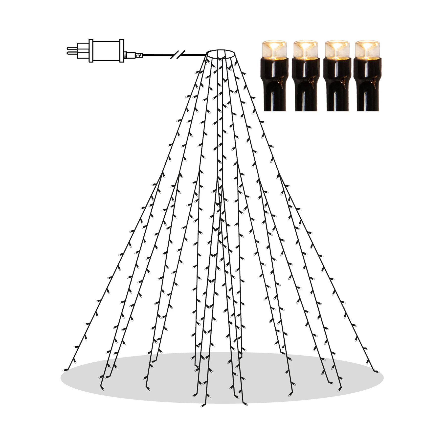Shiny White - Baumlichterkette für außen - 0,07 m - 360 LEDs - Netzbetrieb - Warmweiß