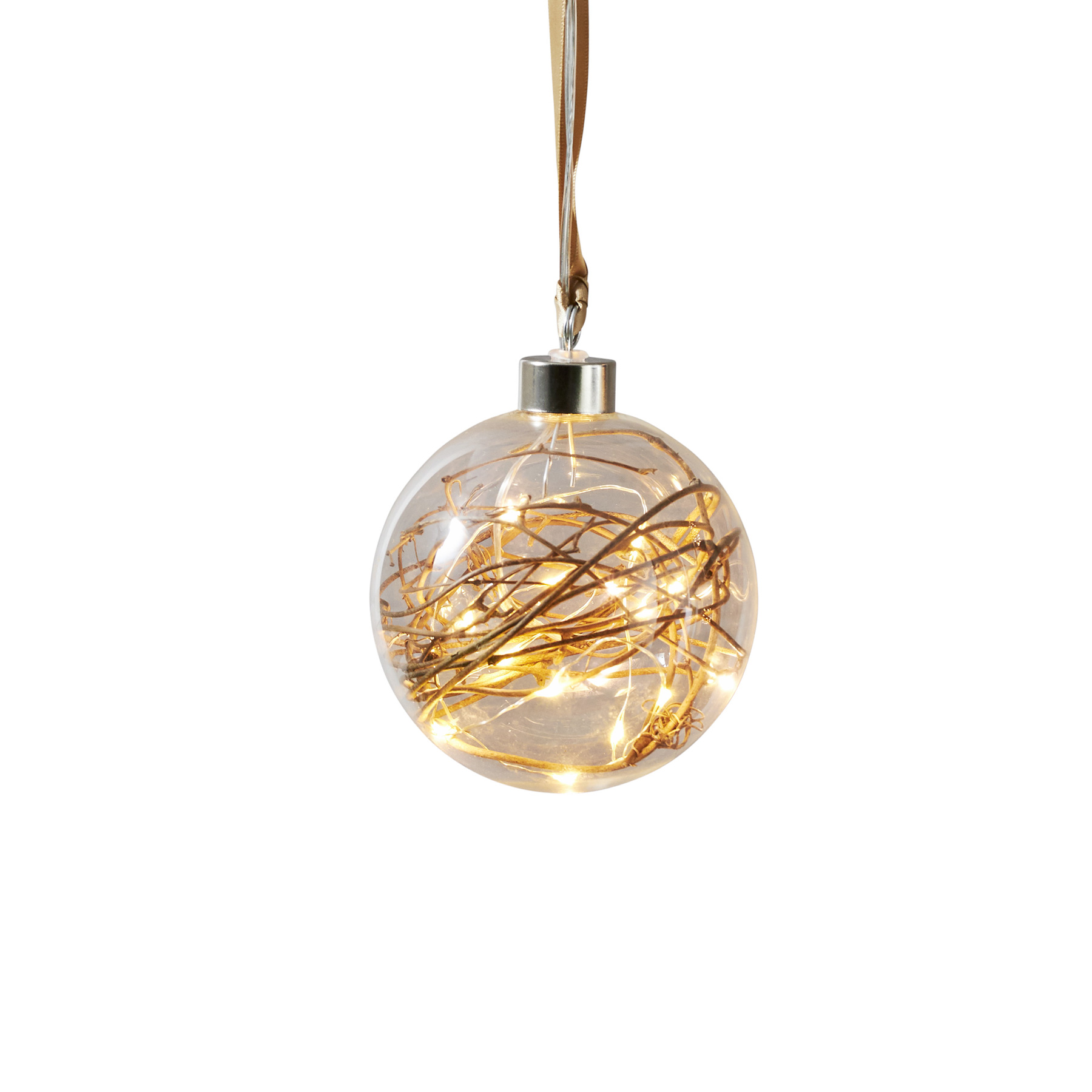 Glow - Glaskugel - 10 cm - Glasfarbe: transparent - Timer - Batteriebetrieb - Lichtfarbe: Warmweiß
