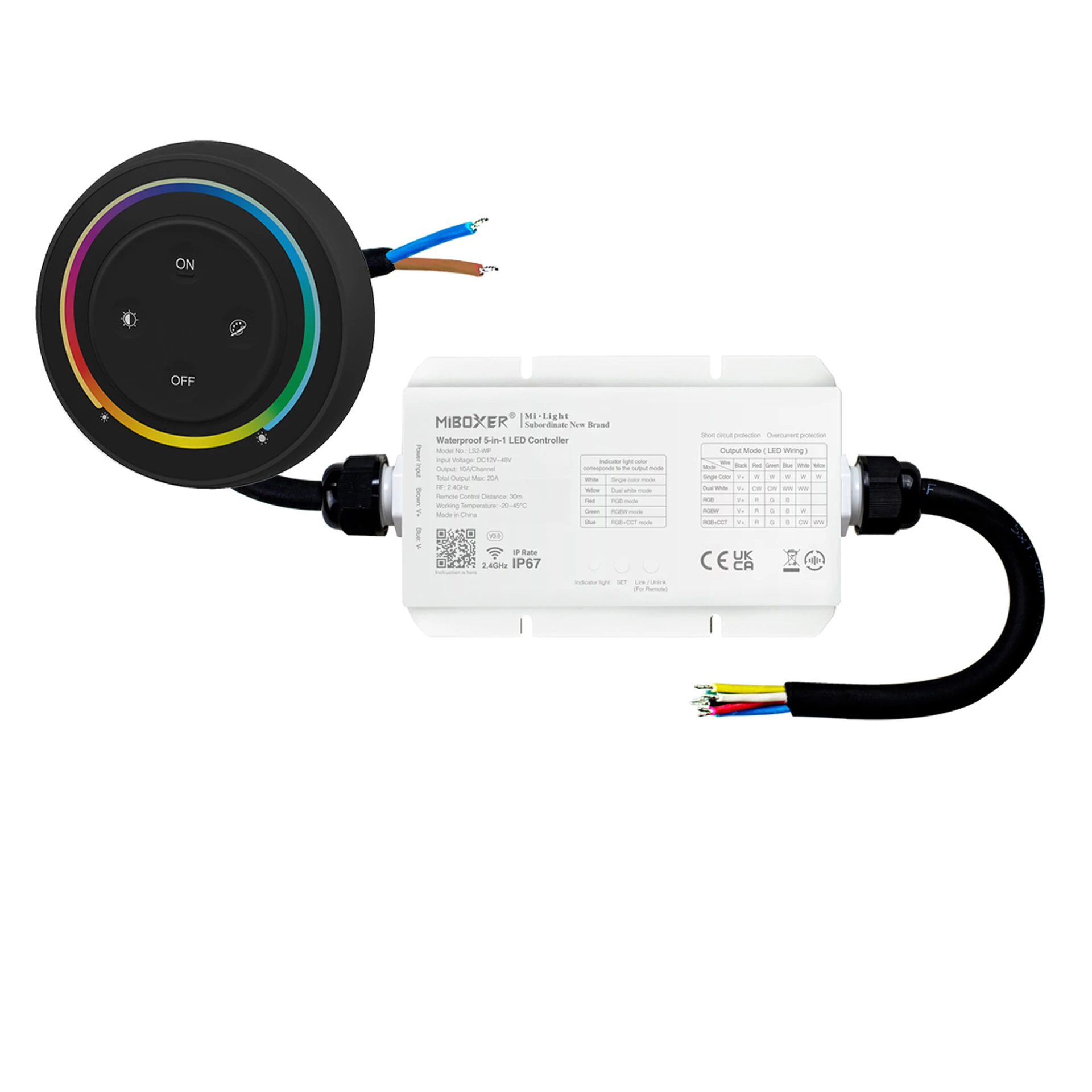 LED Funk Controller Set - 1 Zone - 5 Kanal - RGB+CCT - Fernbedienung (2,4 GHz) - wasserfest - IP67