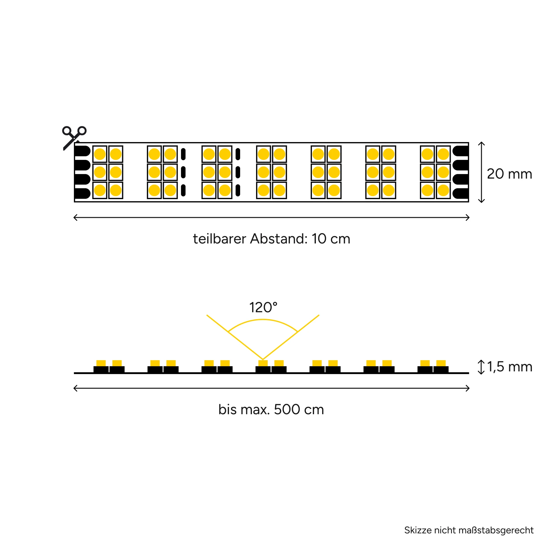 24V High Power LED Streifen - Farbtemperatur einstellbar - 420 LEDs je Meter - alle 10cm teilbar - 10cm - 42 High Power LEDs - 1 Watt - 248 Lumen - ohne Eingangskabel - Löten erforderlich