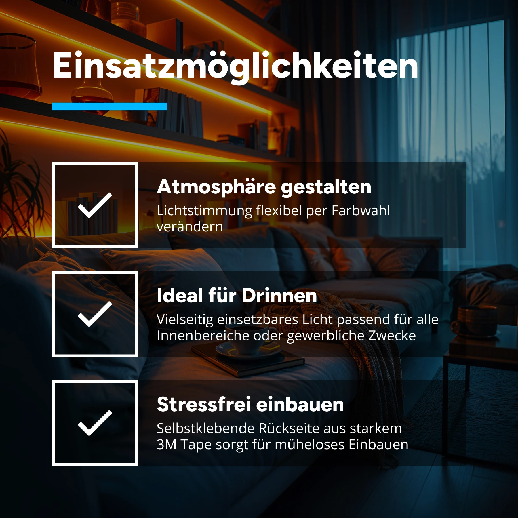 24V RGB LED Streifen Set mit Fernbedienung und Netzteil, 250cm Länge, Farbwechsel mit Einbaunetzteil