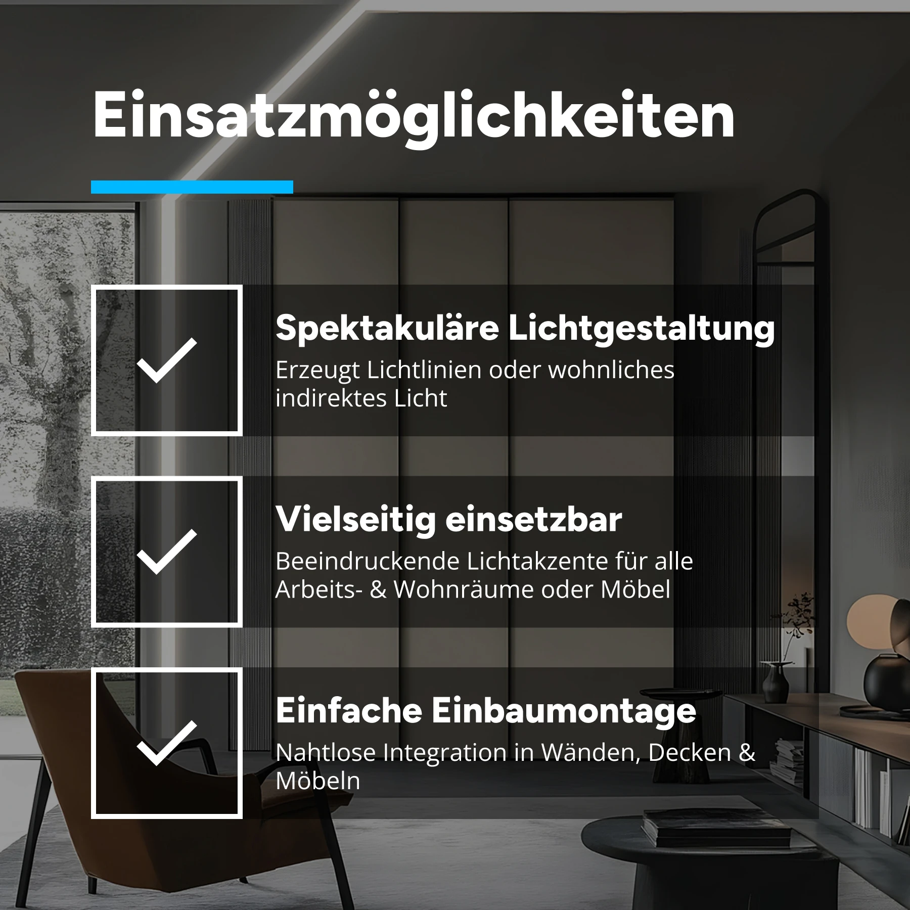 12V Aluminium Einbau LED Leiste schmal – weiß – diffuse Abdeckung - 33cm mit 18 SMD LEDs - 3 Watt - 210 Lumen