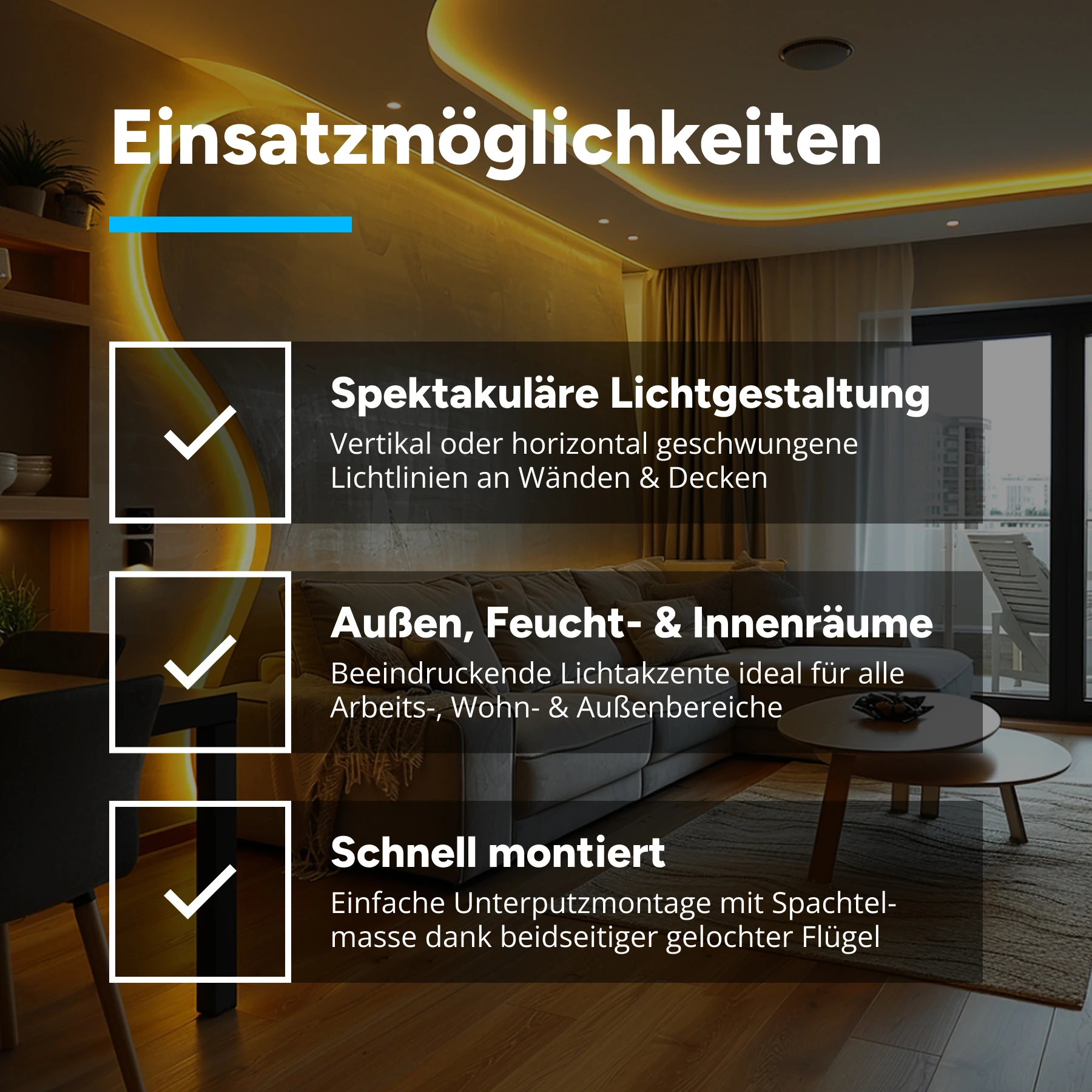 Aluminium LED Unterputz Profil, Trockenbau, flexibel, 1,73 x 1,31 - 25,5cm - diffuse Abdeckung - Rollenware - ohne Endkappen