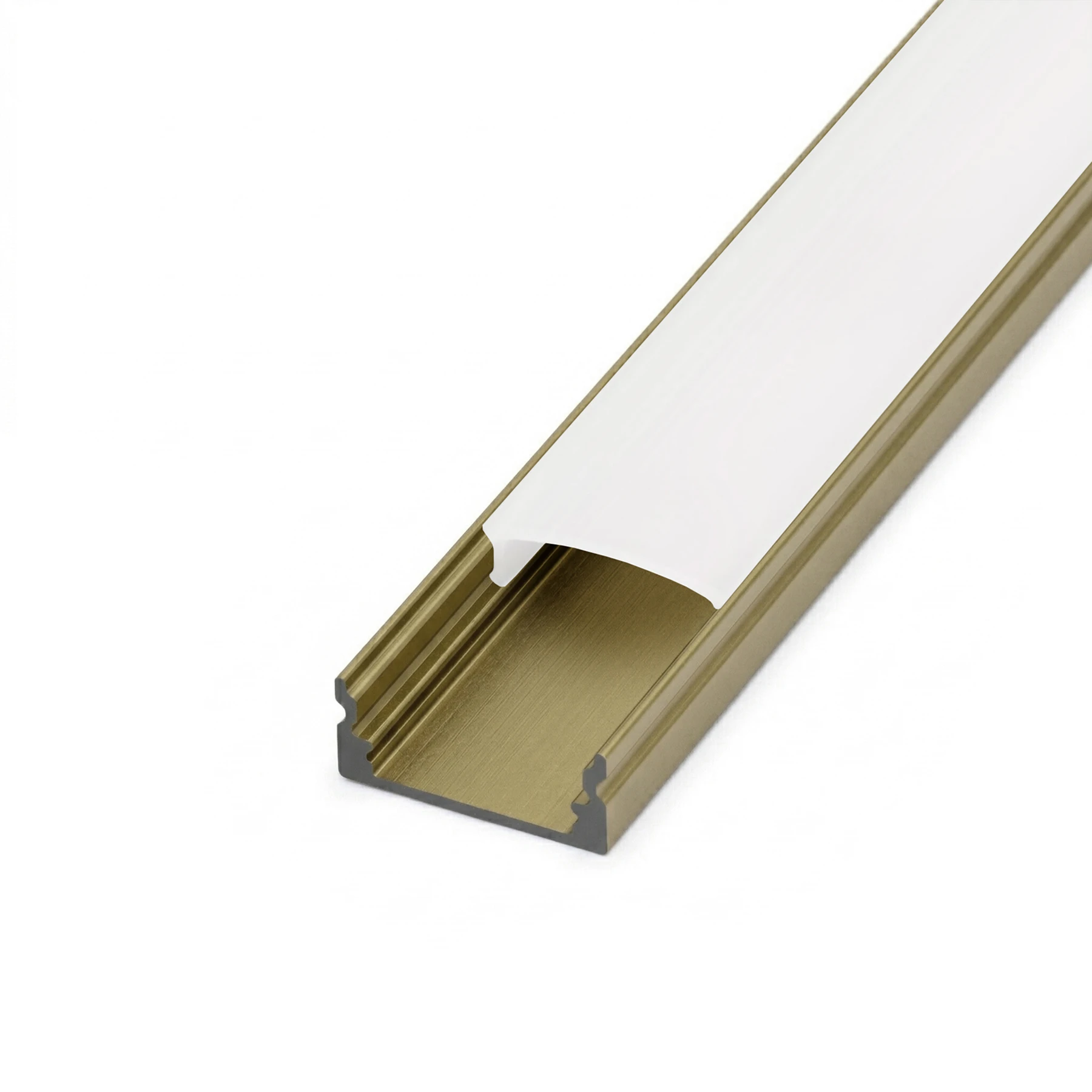 champagnerfarbenes Aluminium LED Aufputz Profil, slim, 1,72 x 0,7 x 29cm - mit diffuser Abdeckung - ohne Endkappen