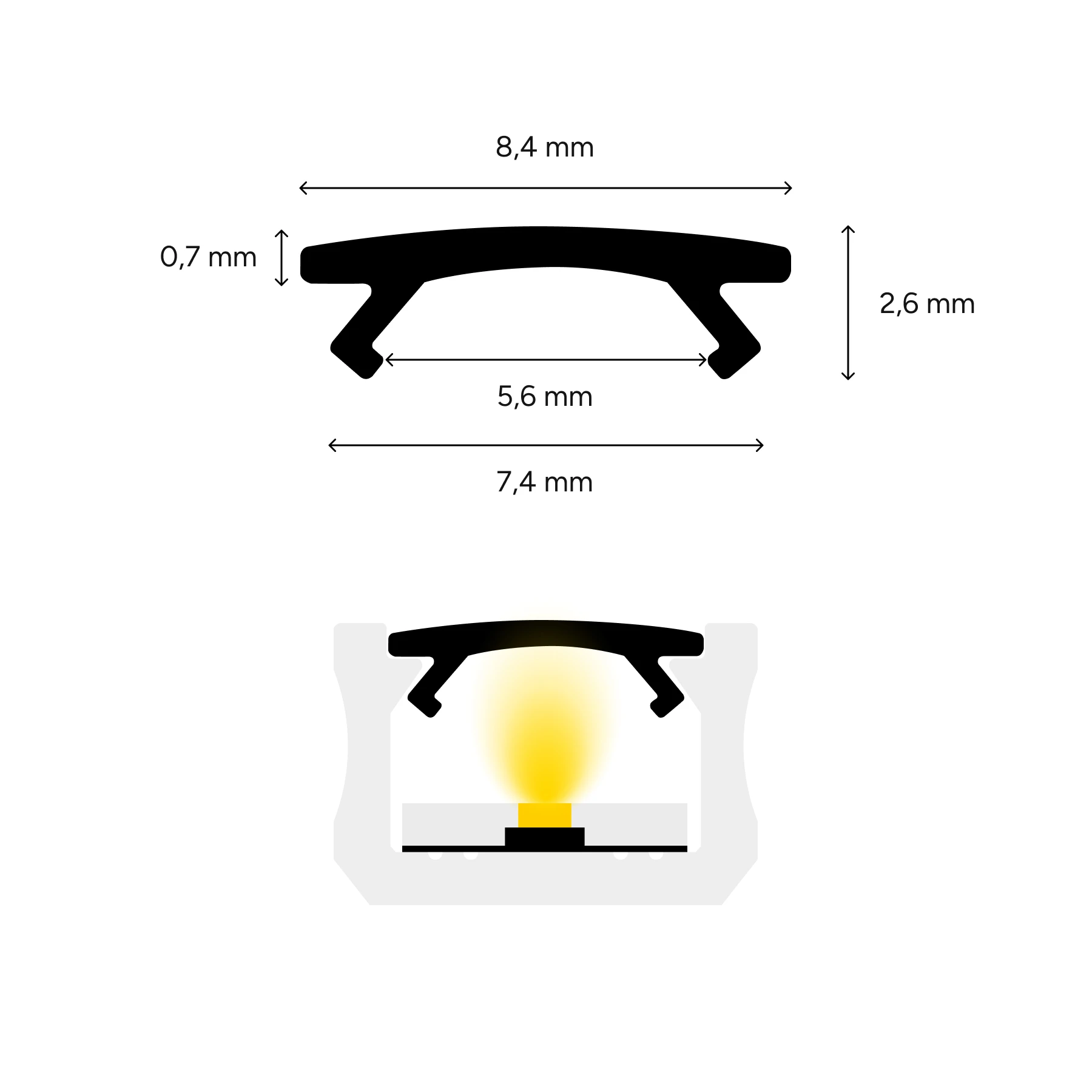 diffuse Abdeckung für LED Aufputzprofil - mini, CC-62 - 100cm Länge