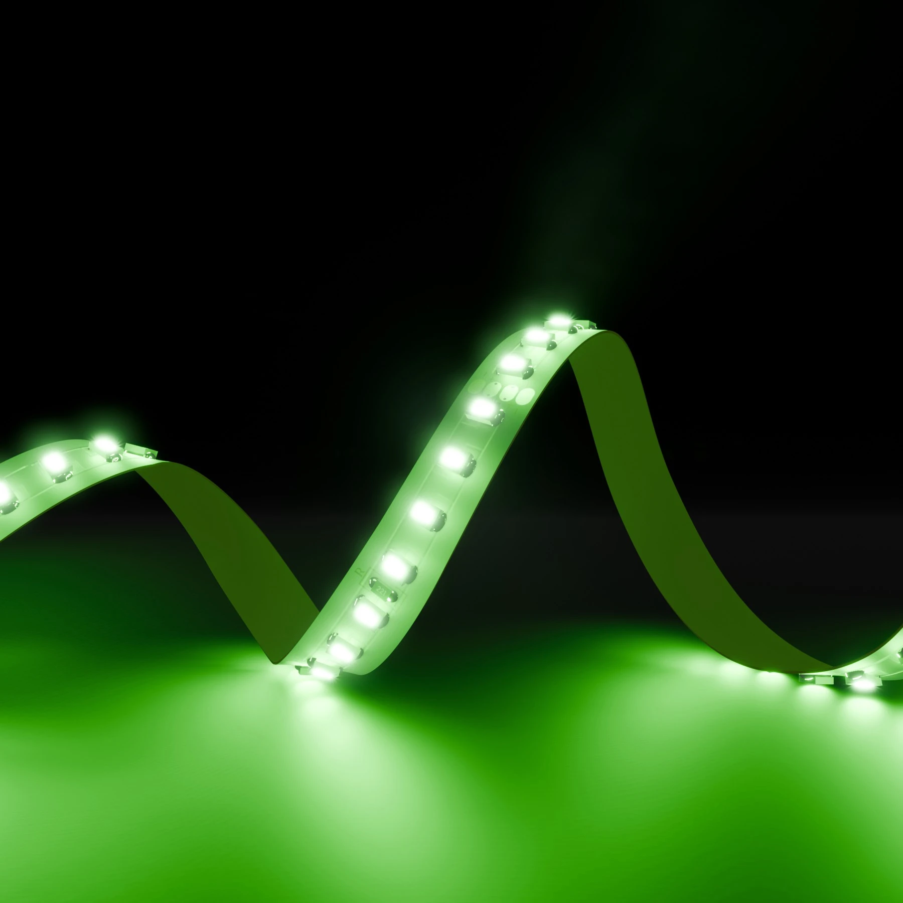 24V  LED Streifen – grün – 140 LEDs je Meter – alle 5cm teilbar