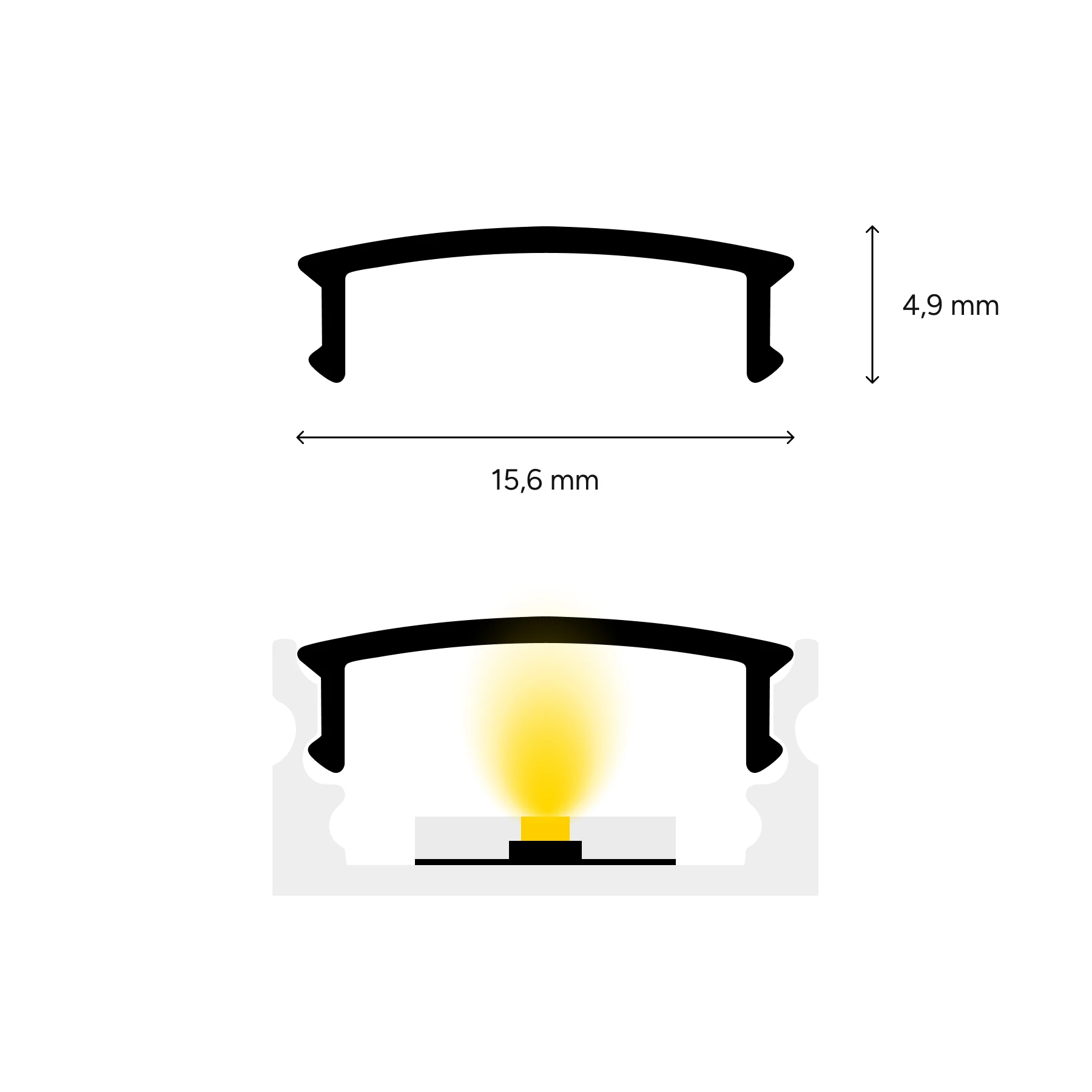 diffuse Abdeckung für LED Aufputzprofil - slim, CC-32, CC-32-BLK, CC-32-WHT