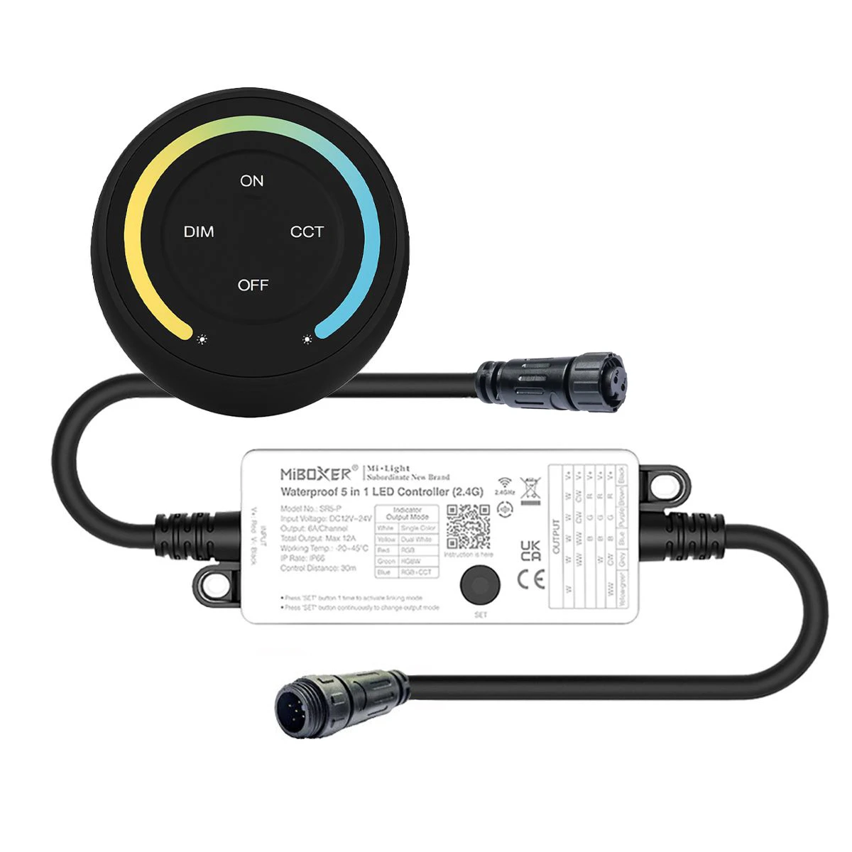 Plug & Play LED Funk Controller Set - 1 Zone - 2 Kanal - CCT - Fernbedienung (2,4 GHz) - IP66 wasserfest