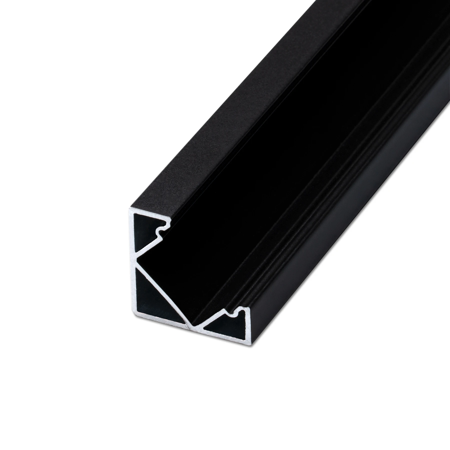schwarzes Aluminium LED Eck Profil in Wunschlänge, 90°, 1,85 x 1,85cm