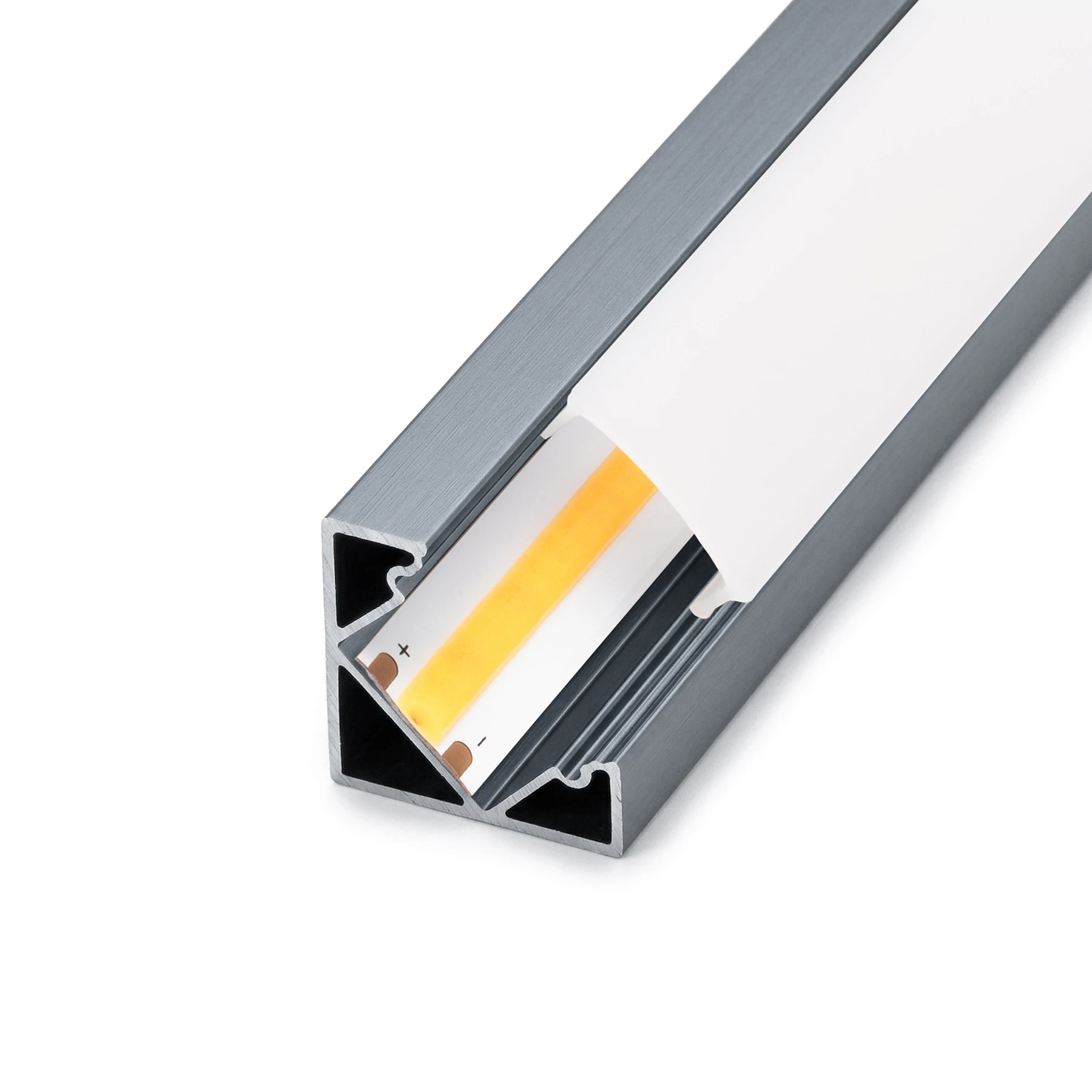 graues Aluminium LED Eck Profil in Wunschlänge, 90°, 1,80 x 1,80cm